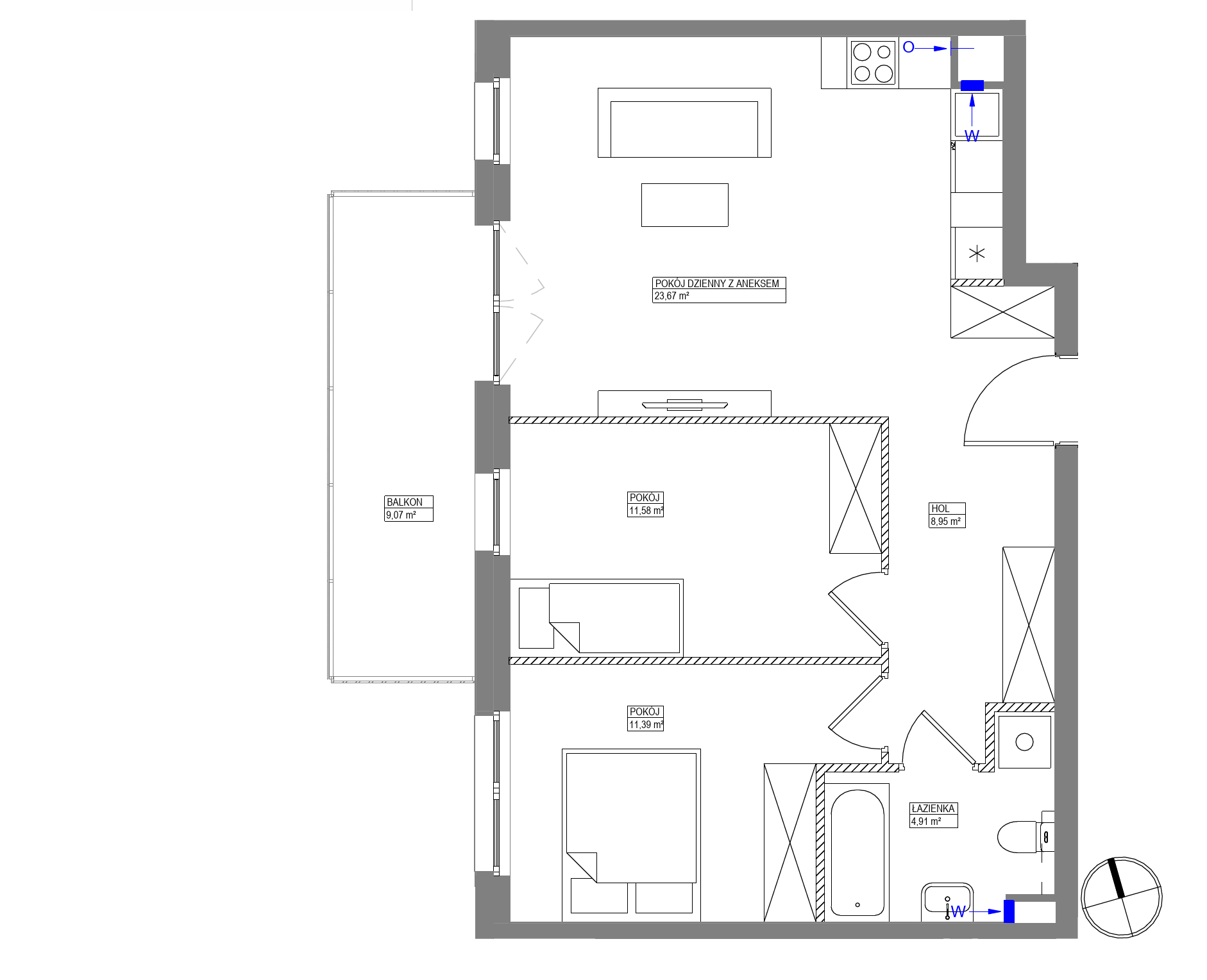 Plan 3 pok. 61m²