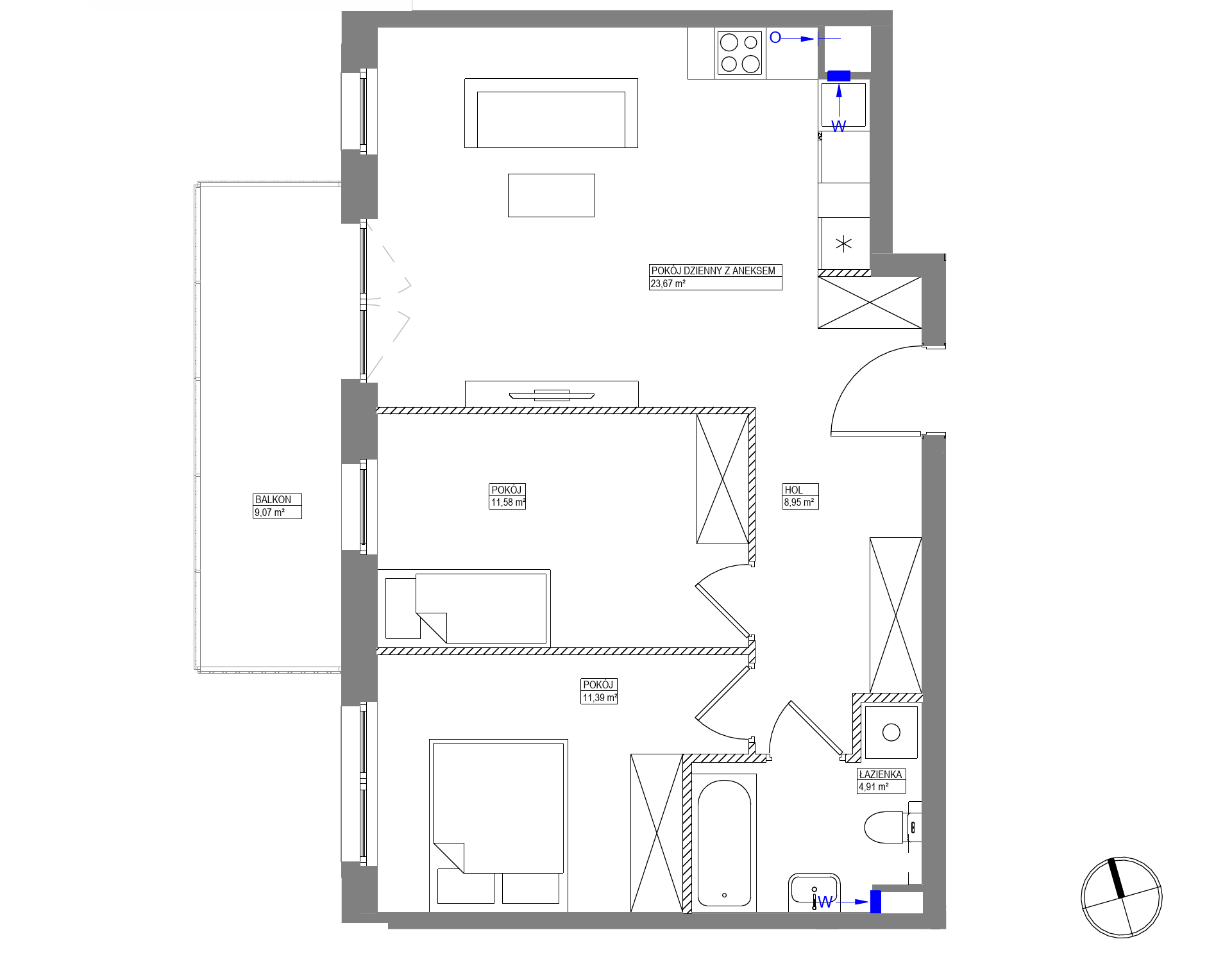 Plan 3 pok. 61m²