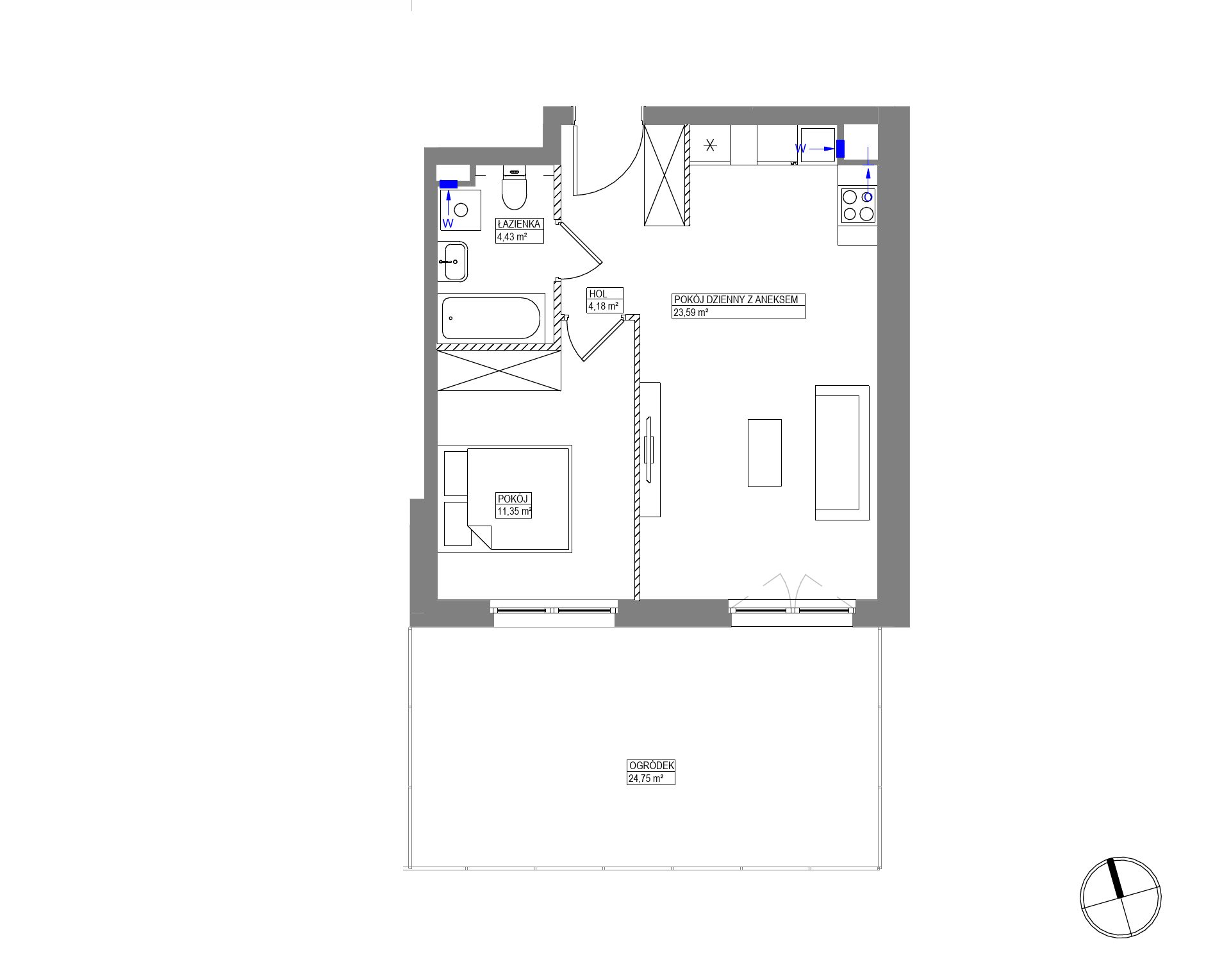 Plan 2 pok. 44m²