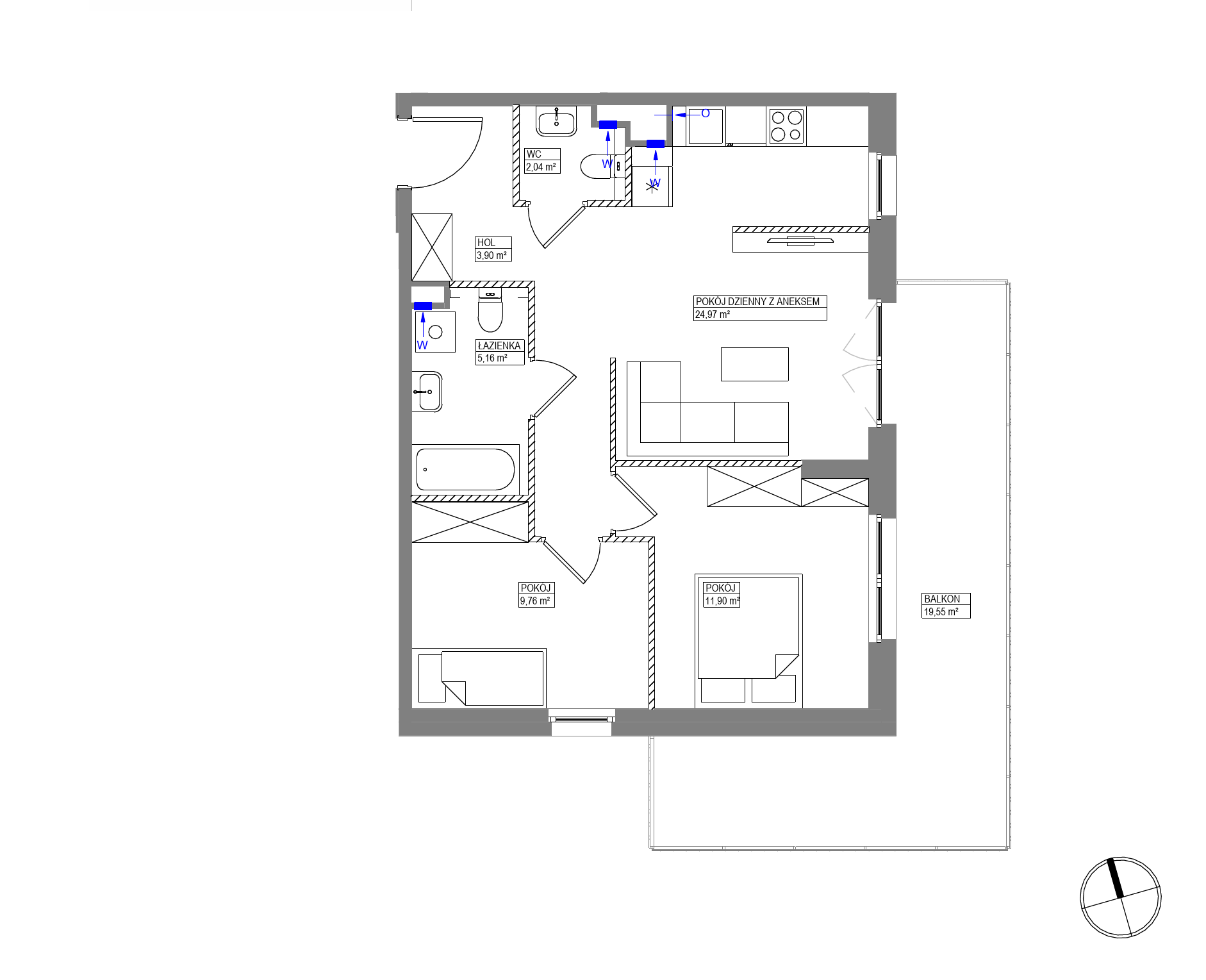 Plan 3 pok. 58m²