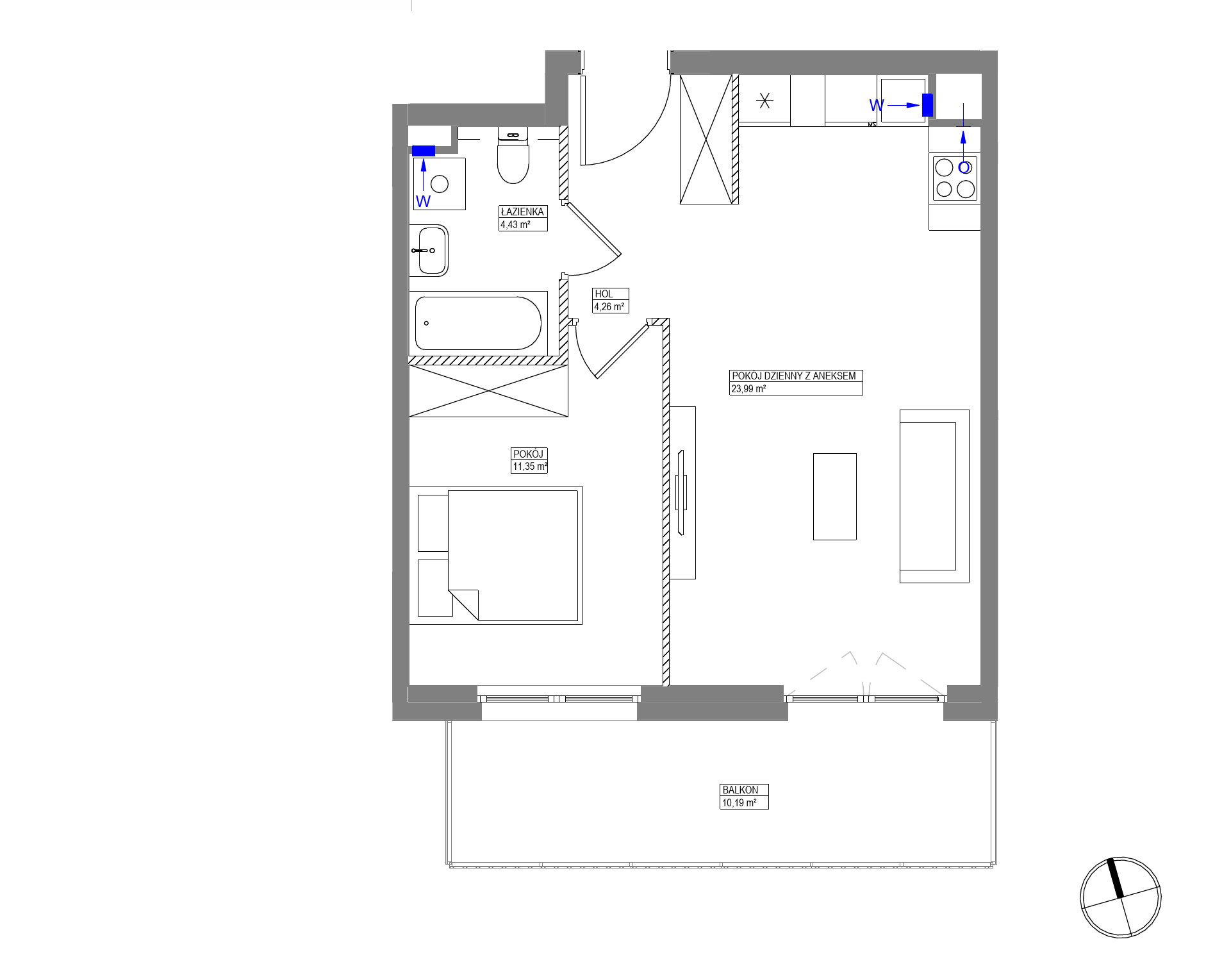 Plan 2 pok. 44m²