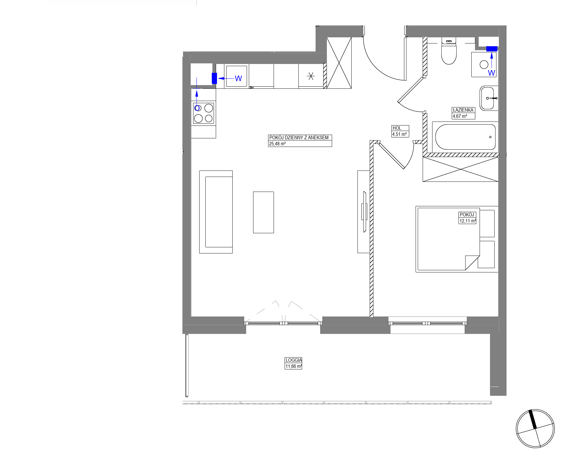 Plan 2 pok. 47m²