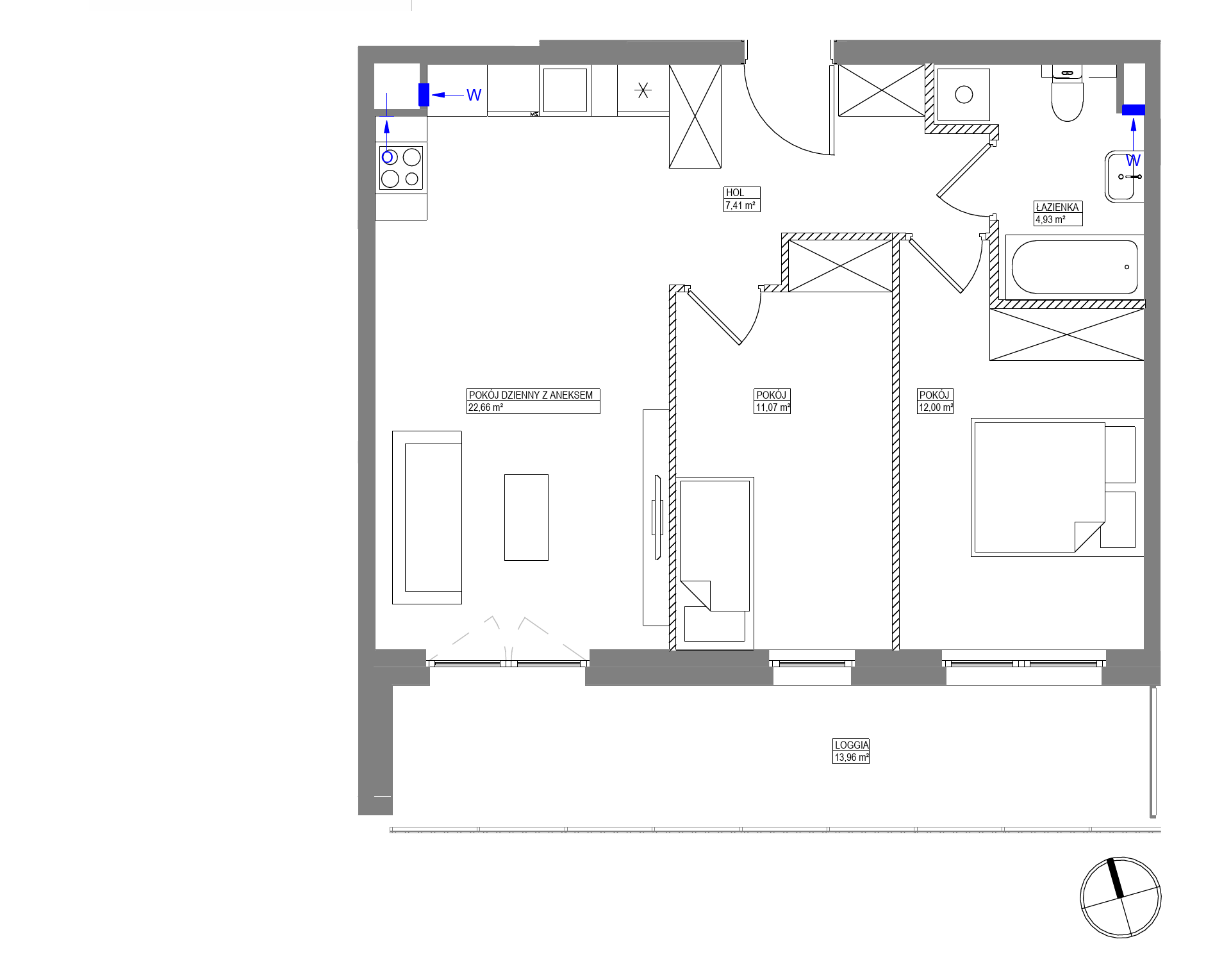 Plan 3 pok. 58m²