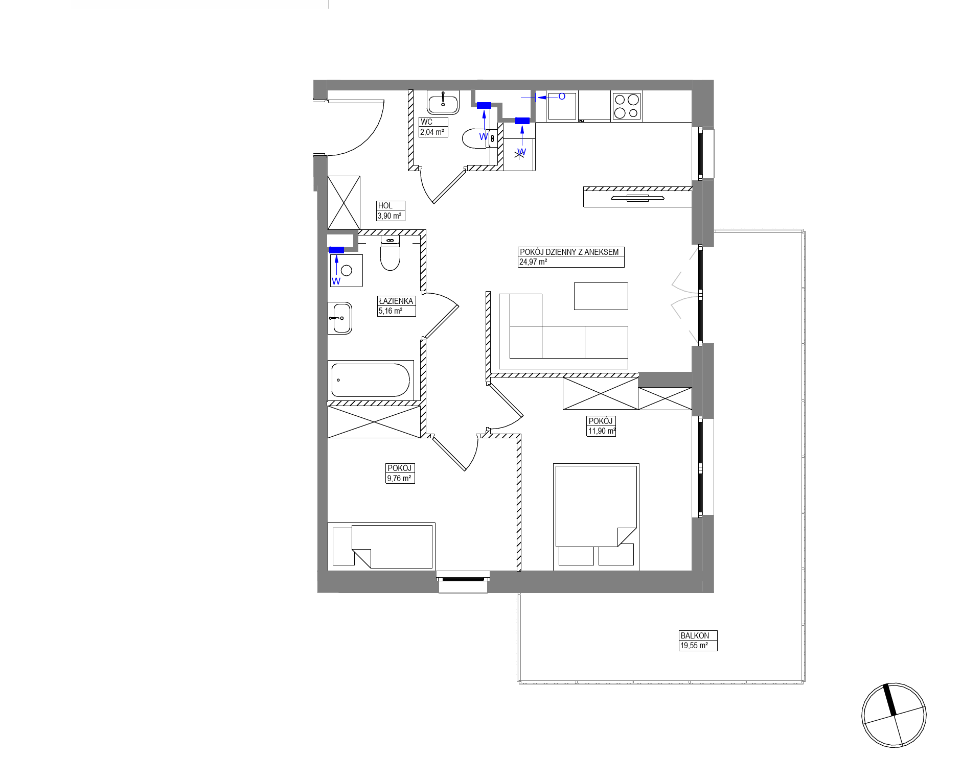 Plan 3 pok. 58m²