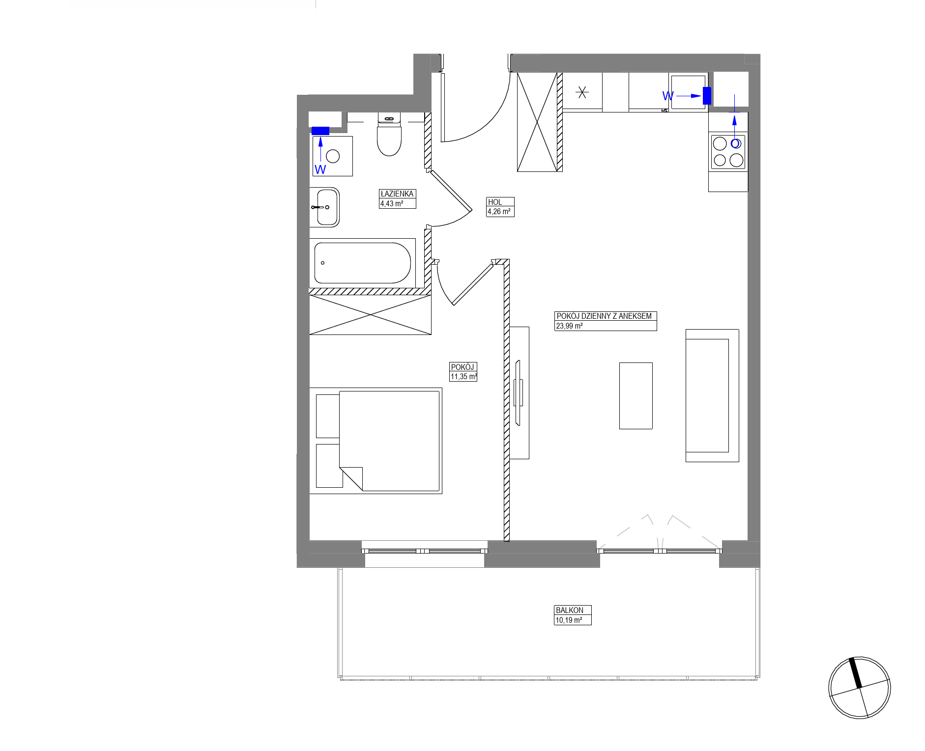 Plan 2 pok. 44m²