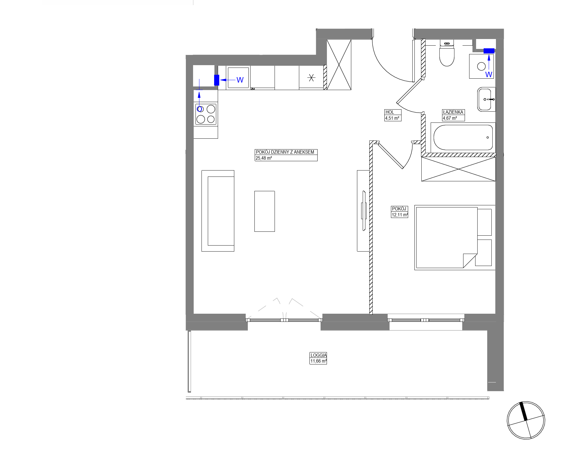 Plan 2 pok. 47m²
