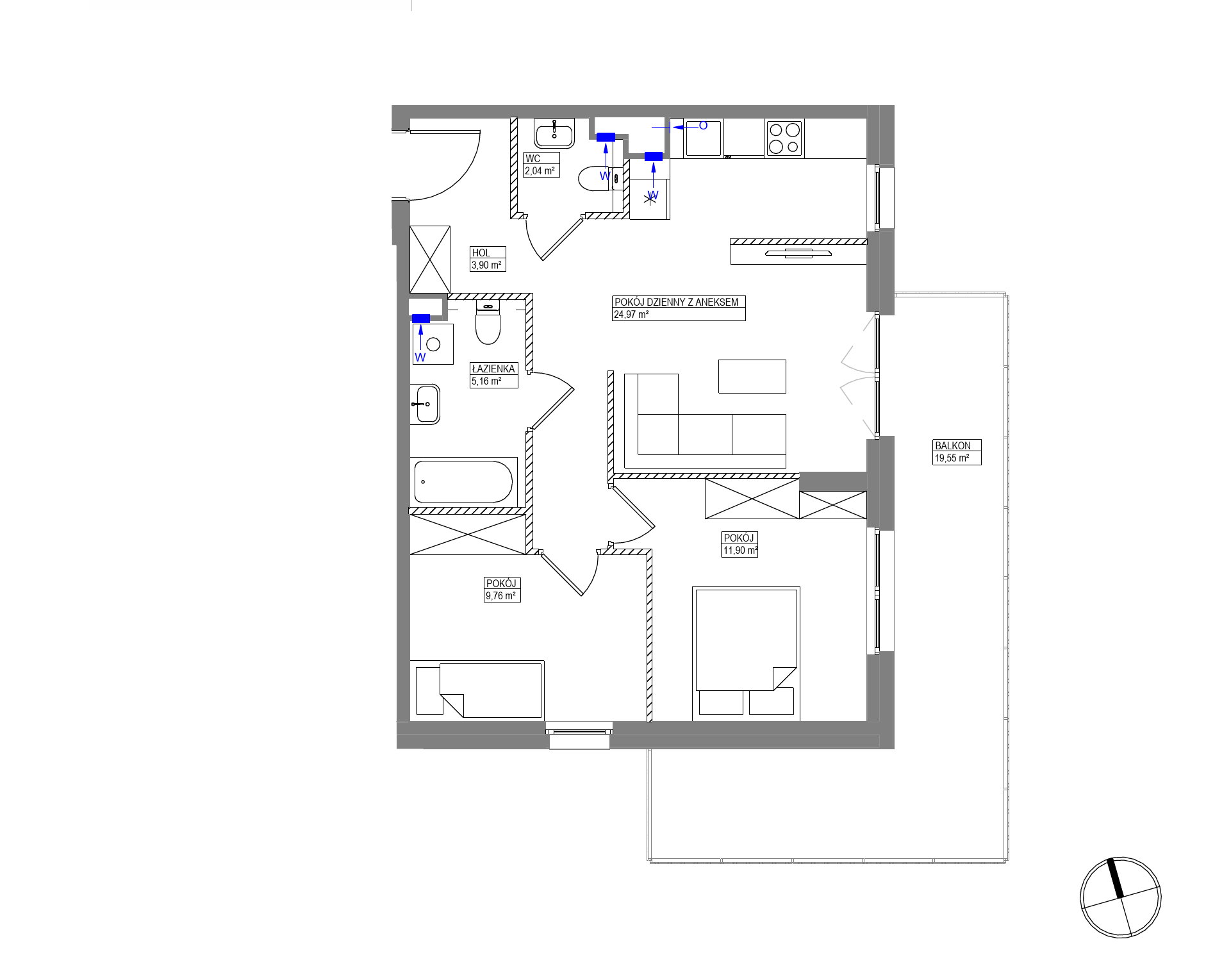 Plan 3 pok. 58m²