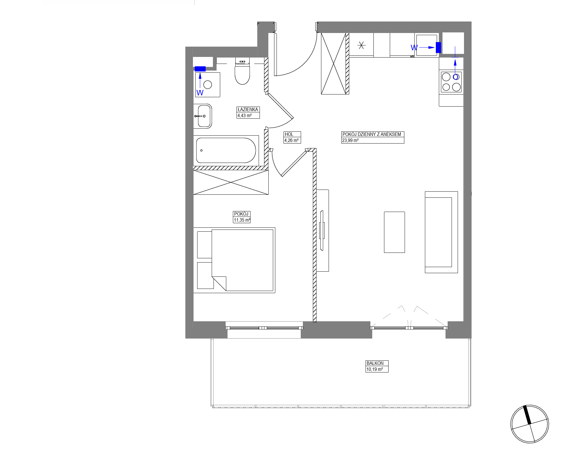 Plan 2 pok. 44m²