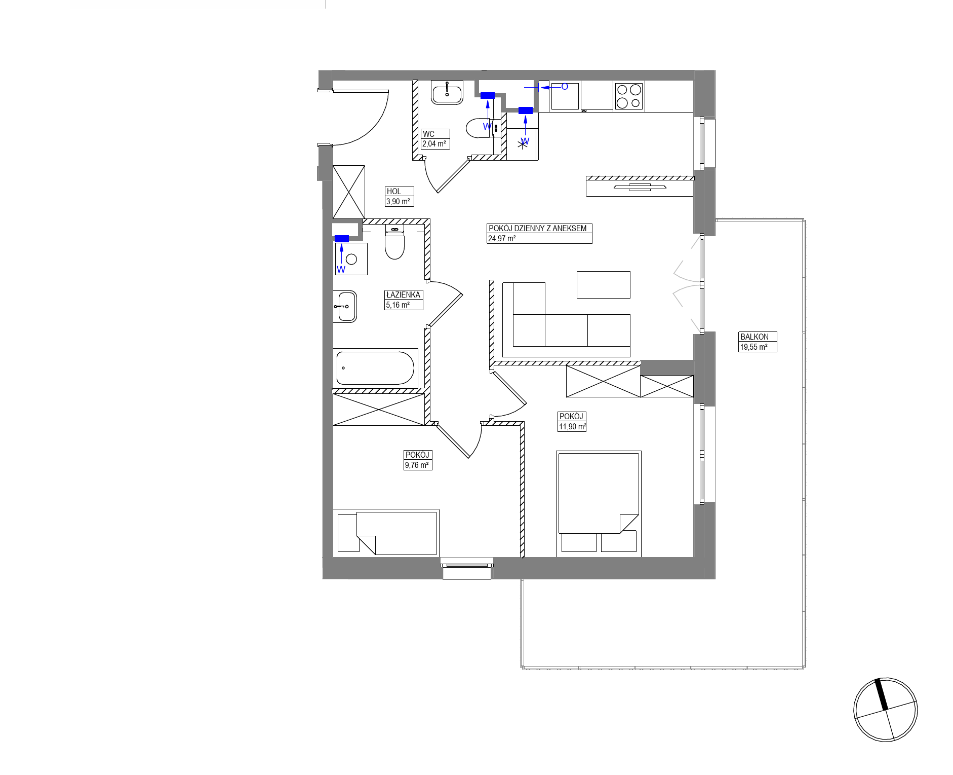 Plan 3 pok. 58m²