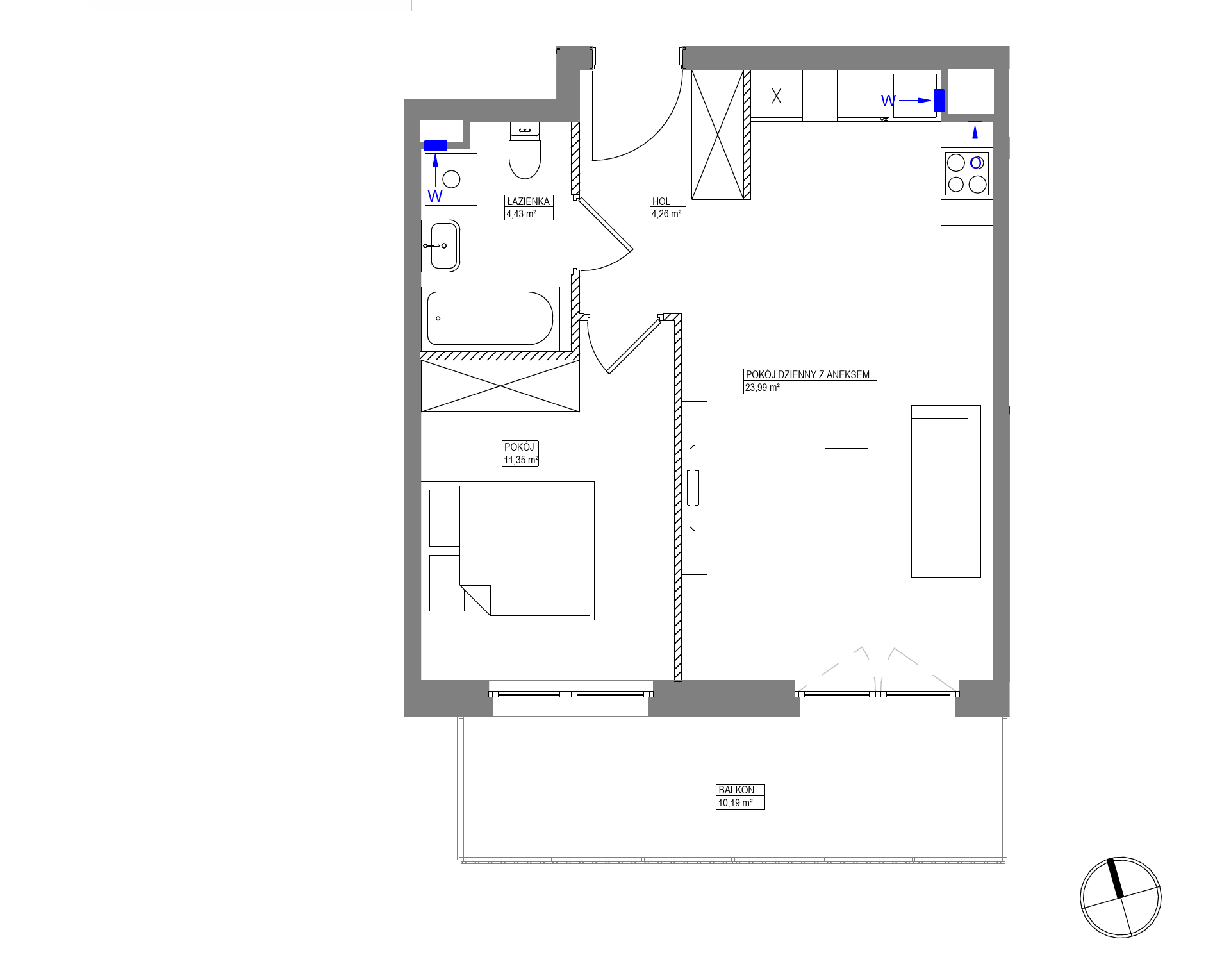 Plan 2 pok. 44m²