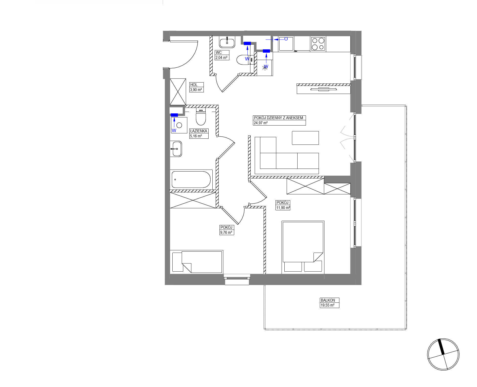 Plan 3 pok. 58m²
