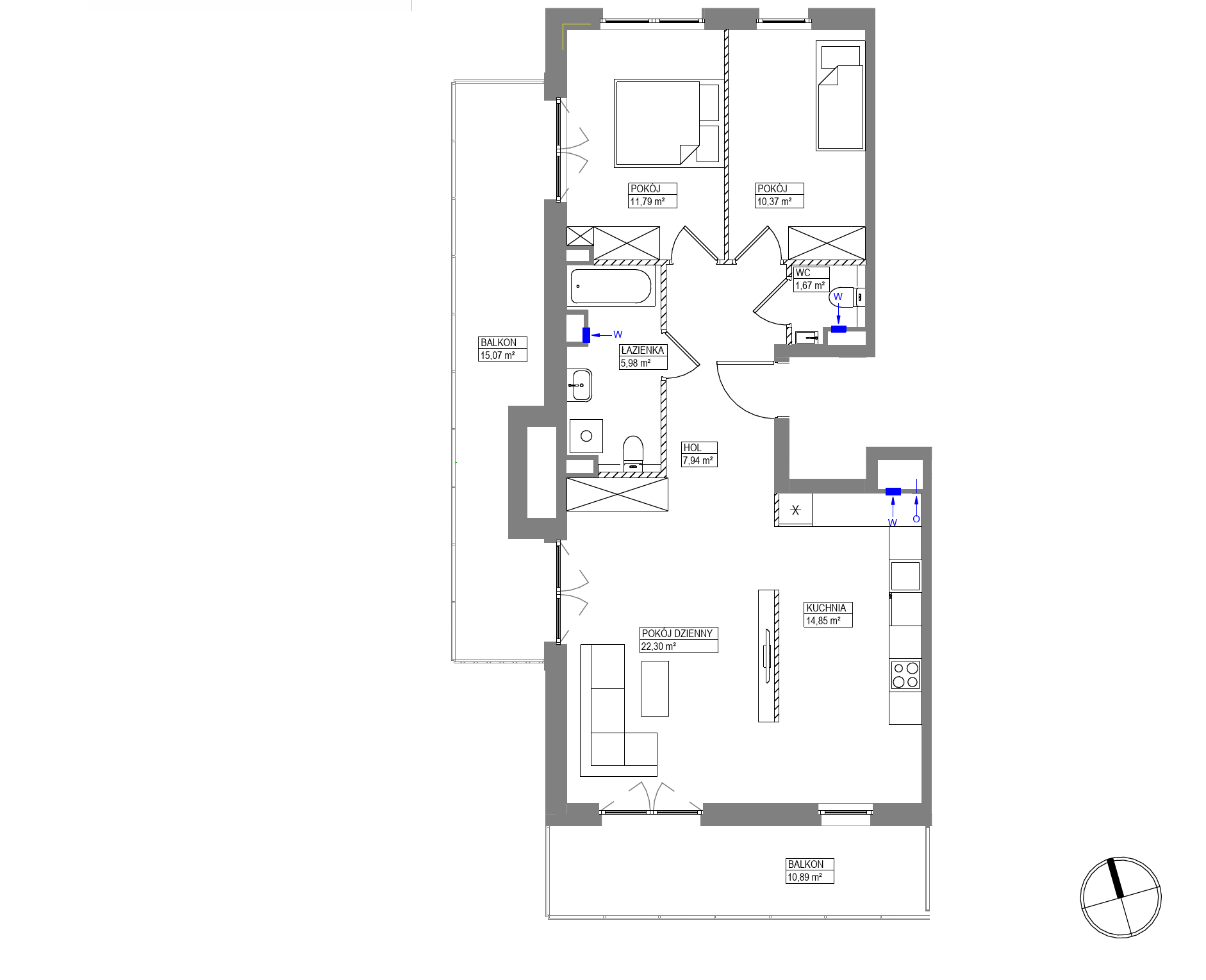 Plan 3 pok. 75m²