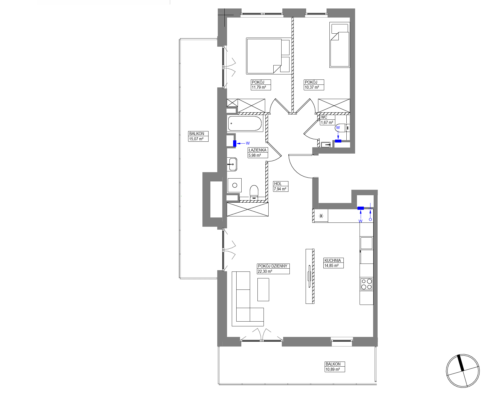 Plan 3 pok. 75m²