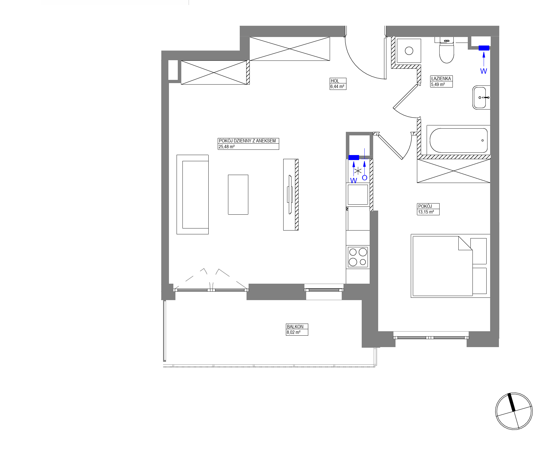 Plan 2 pok. 51m²