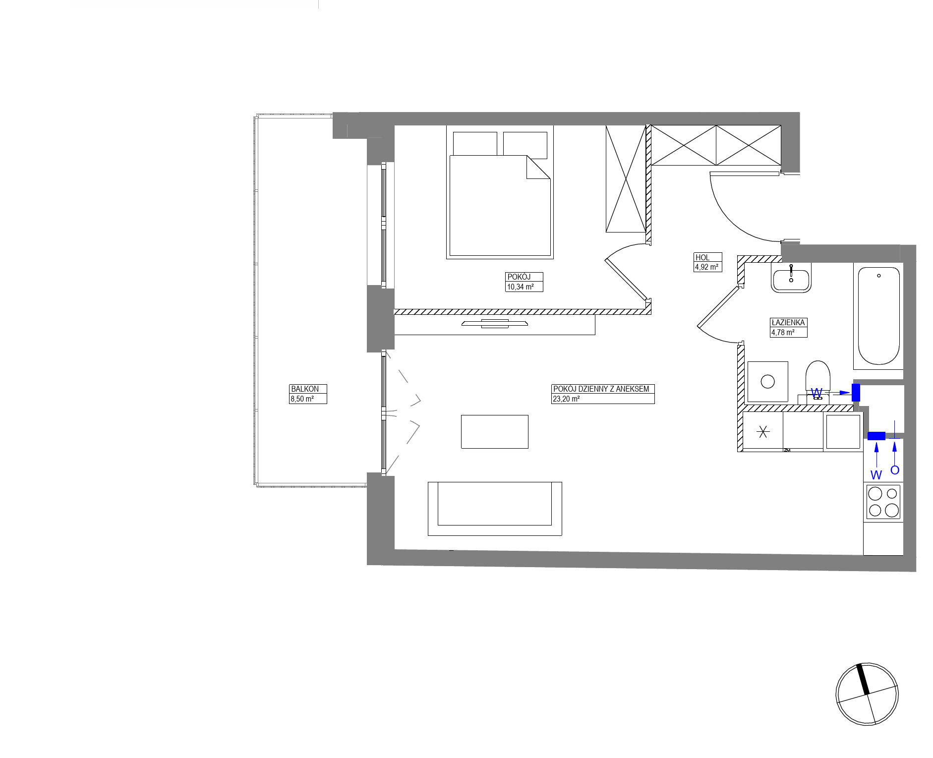 Plan 2 pok. 43m²