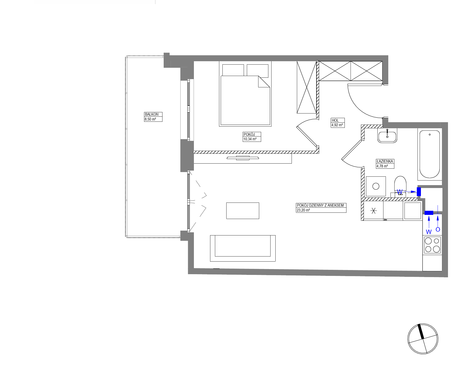 Plan 2 pok. 43m²