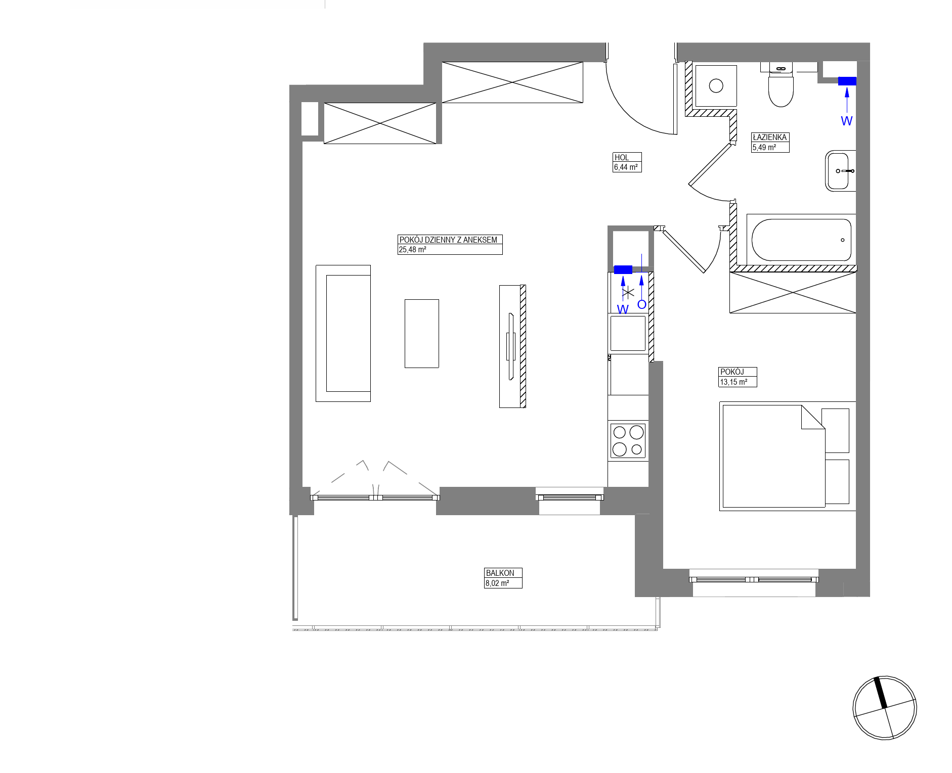 Plan 2 pok. 51m²
