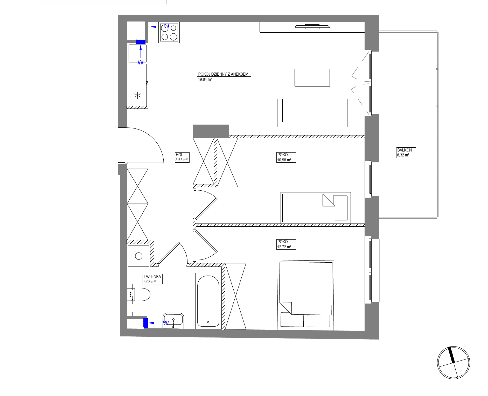 Plan 3 pok. 57m²