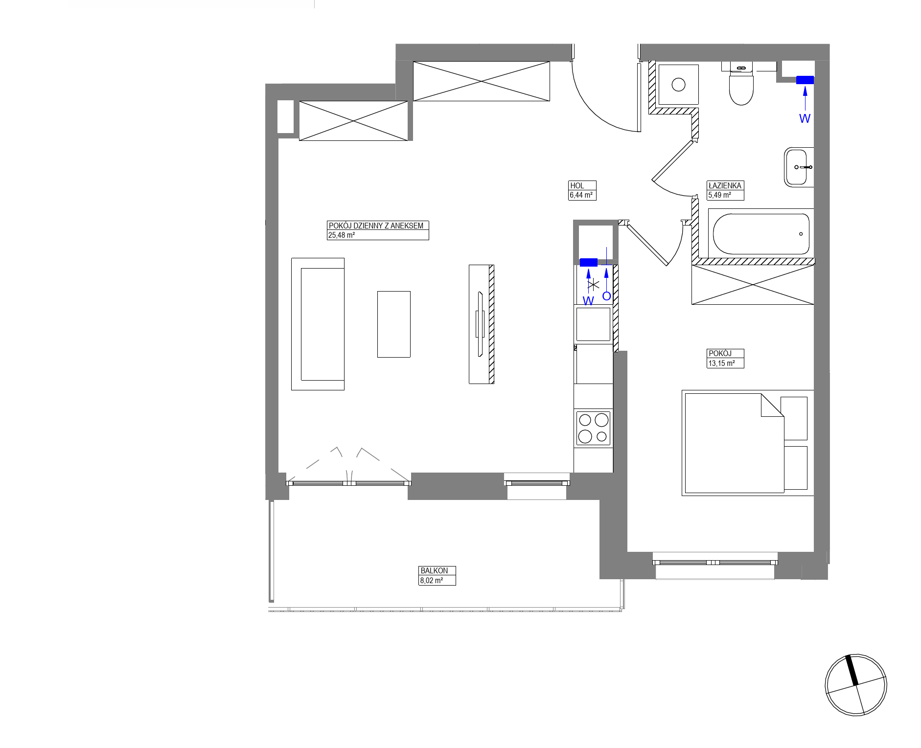 Plan 2 pok. 51m²