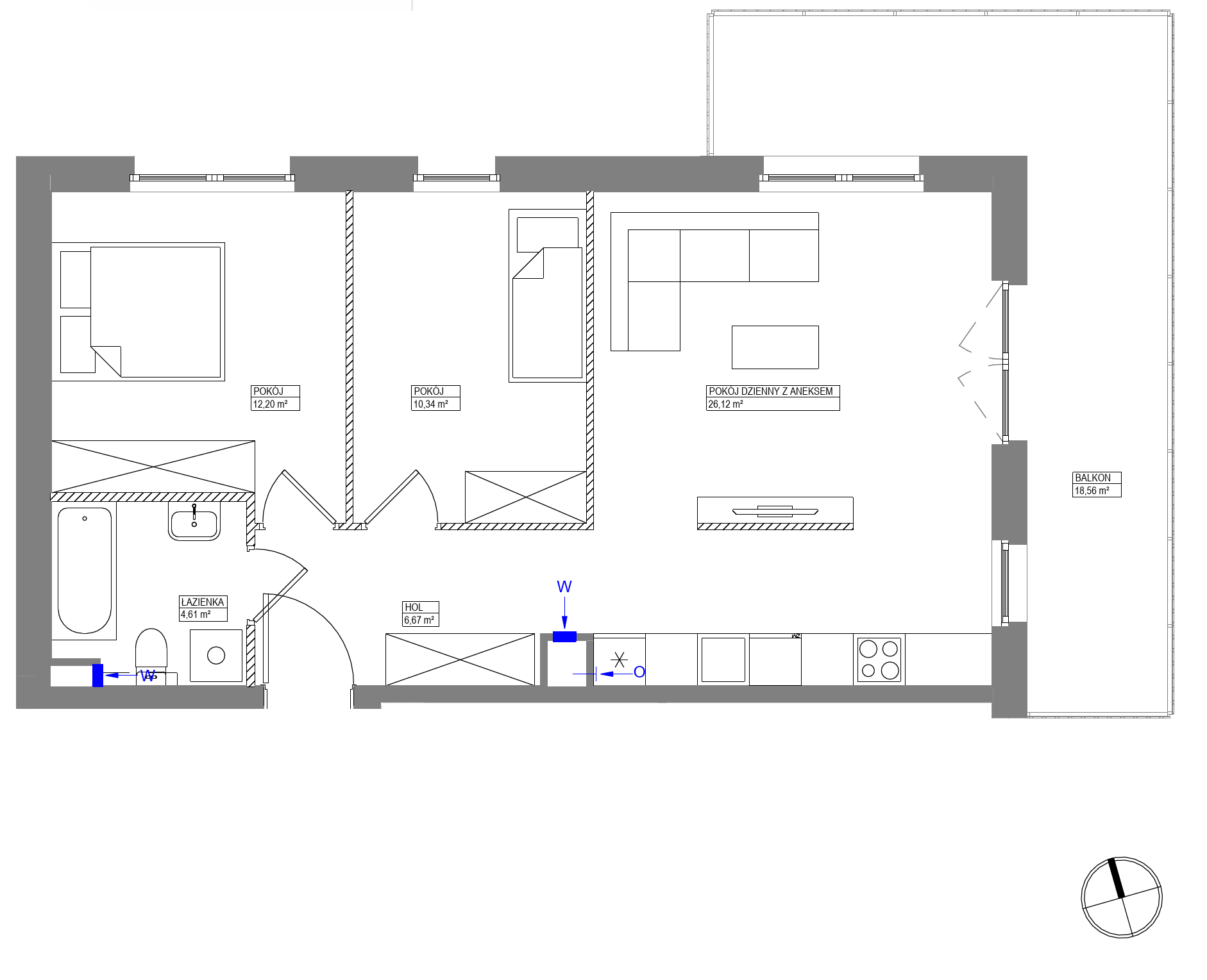 Plan 3 pok. 60m²