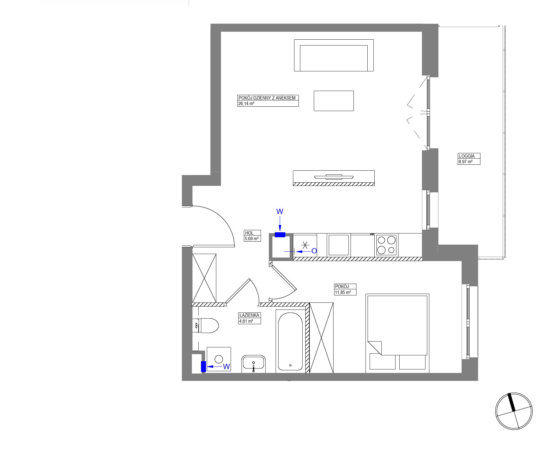 Plan 2 pok. 48m²