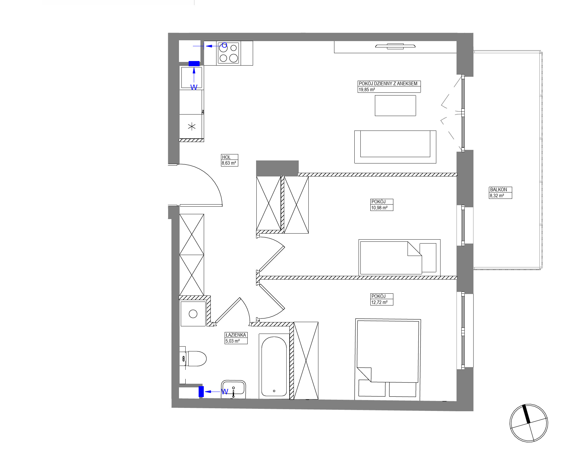 Plan 3 pok. 57m²