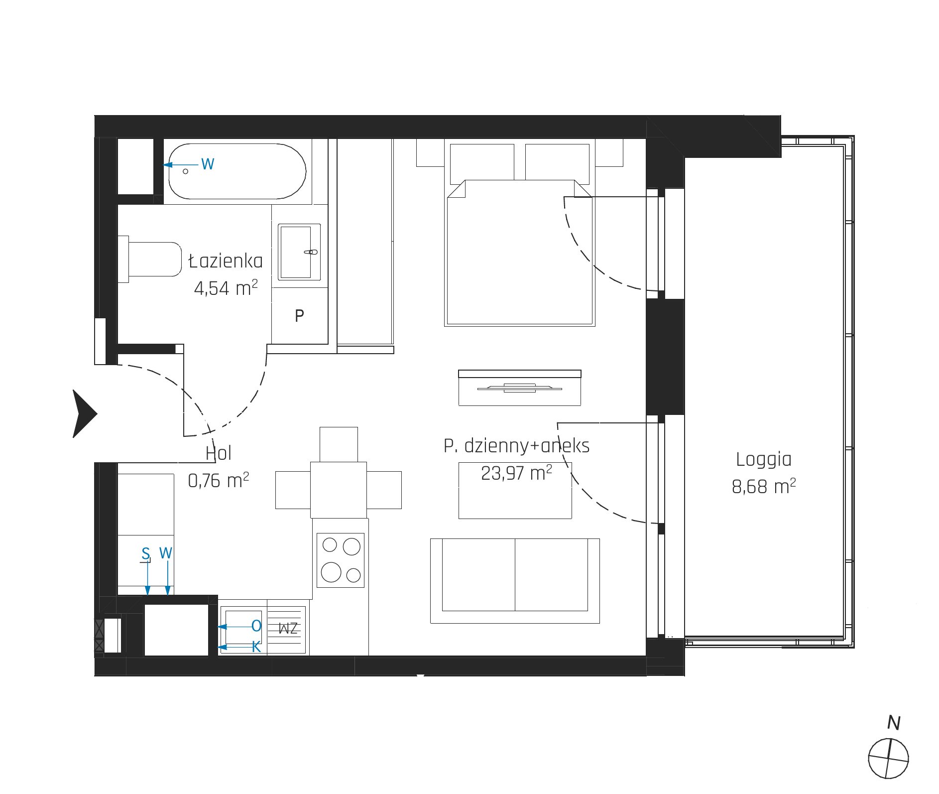Plan 1 pok. 29m²