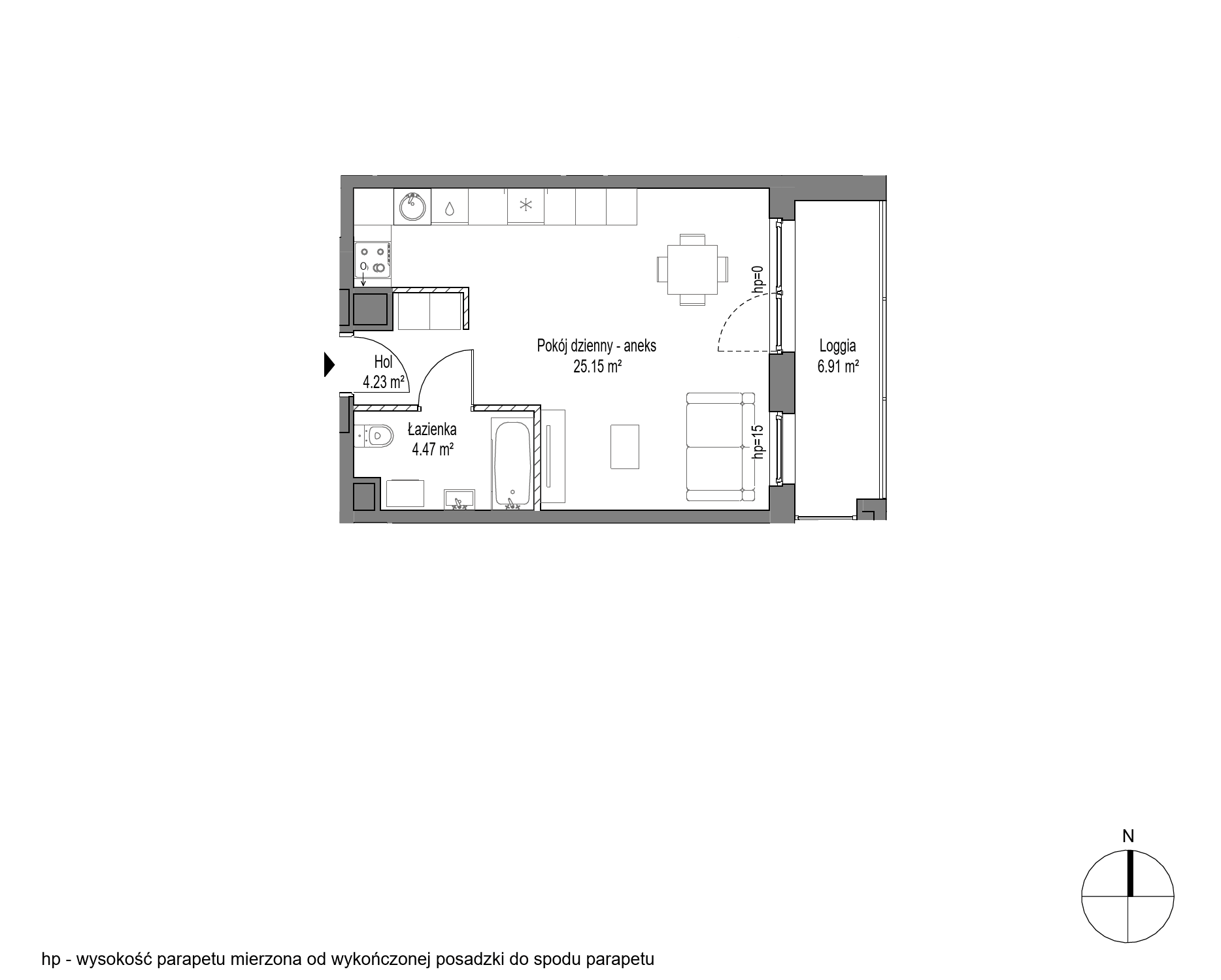 Plan 1 pok. 34m²