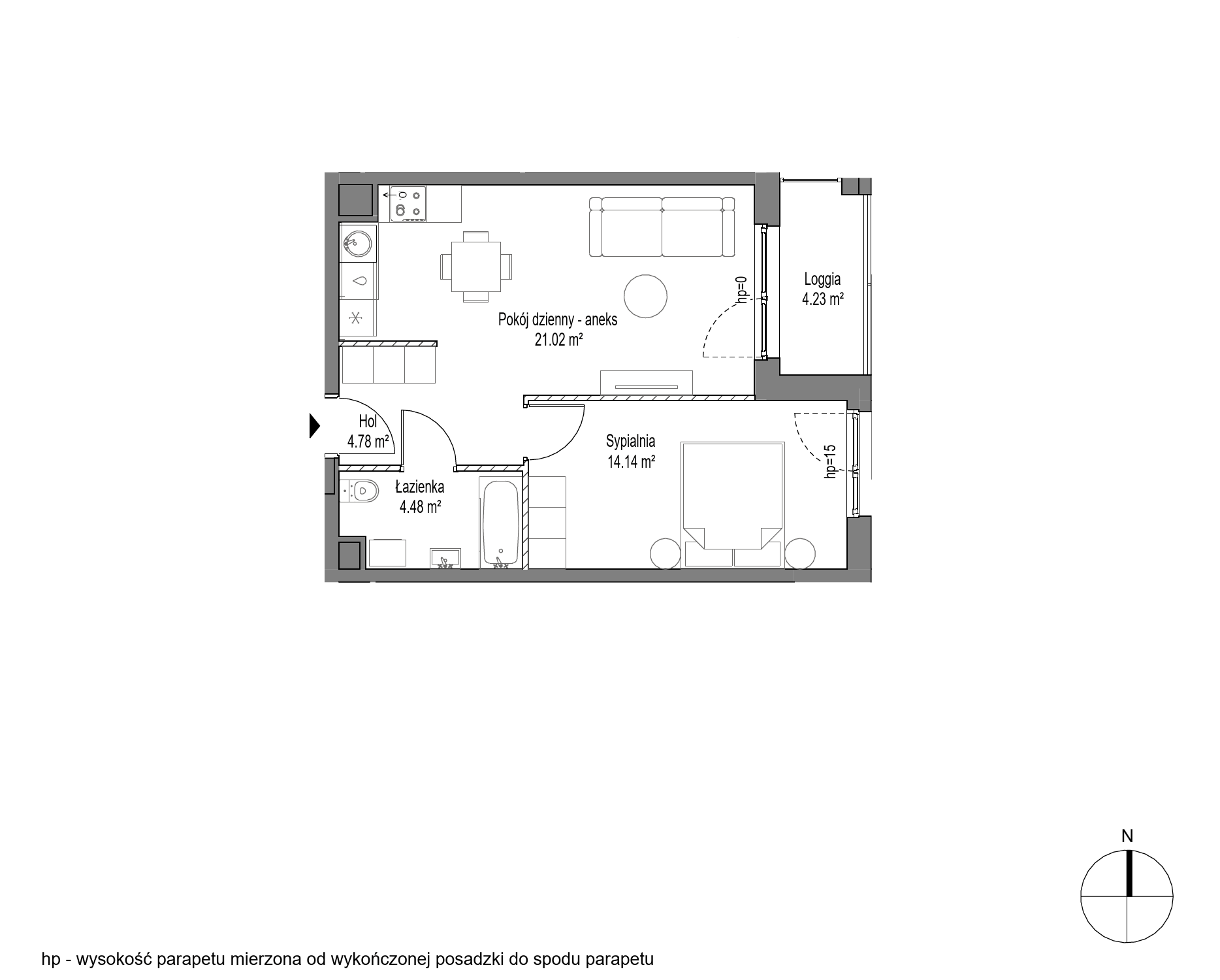 Plan 2 pok. 44m²