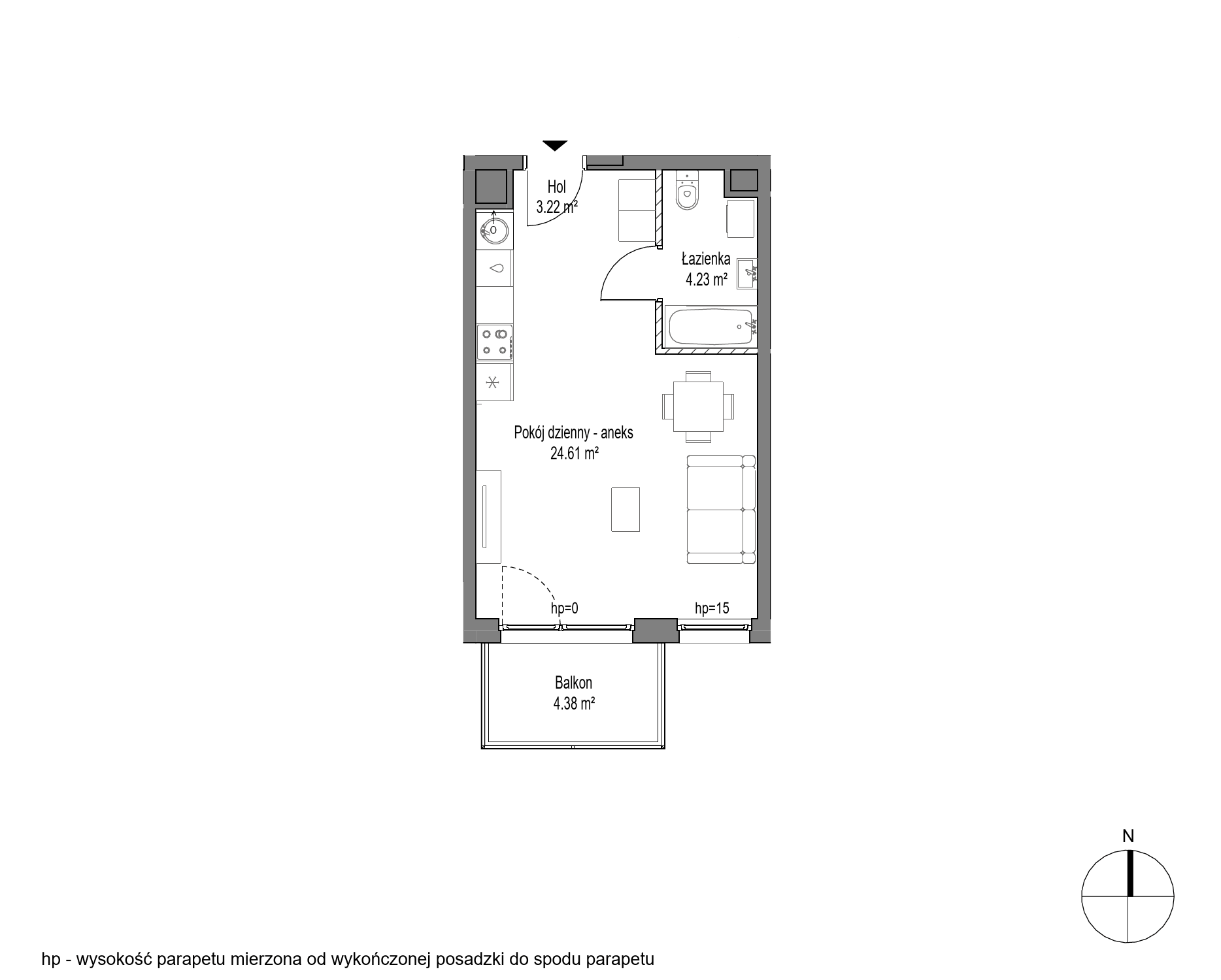 Plan 1 pok. 32m²