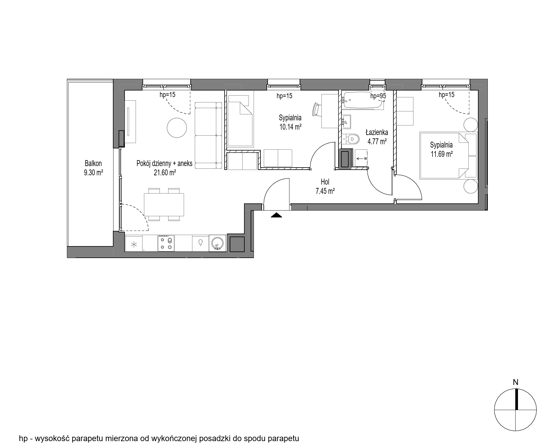Plan 3 pok. 56m²