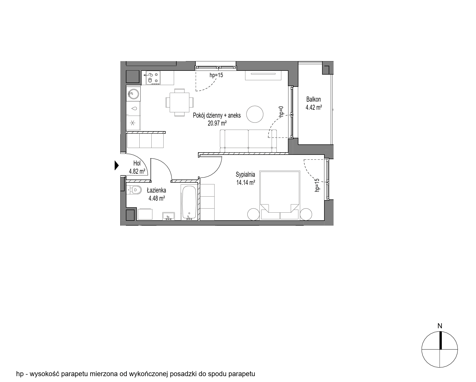 Plan 2 pok. 44m²