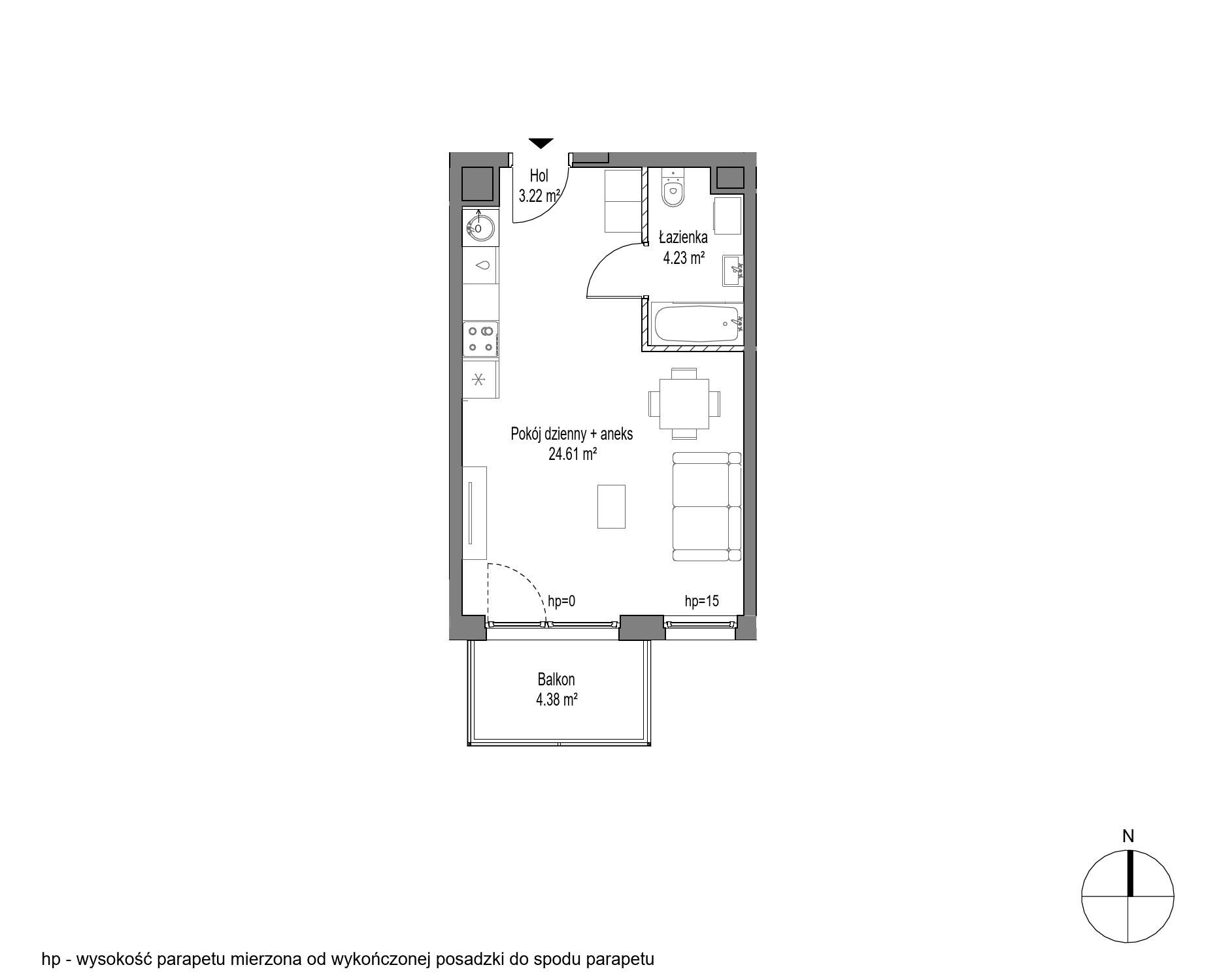 Plan 1 pok. 32m²