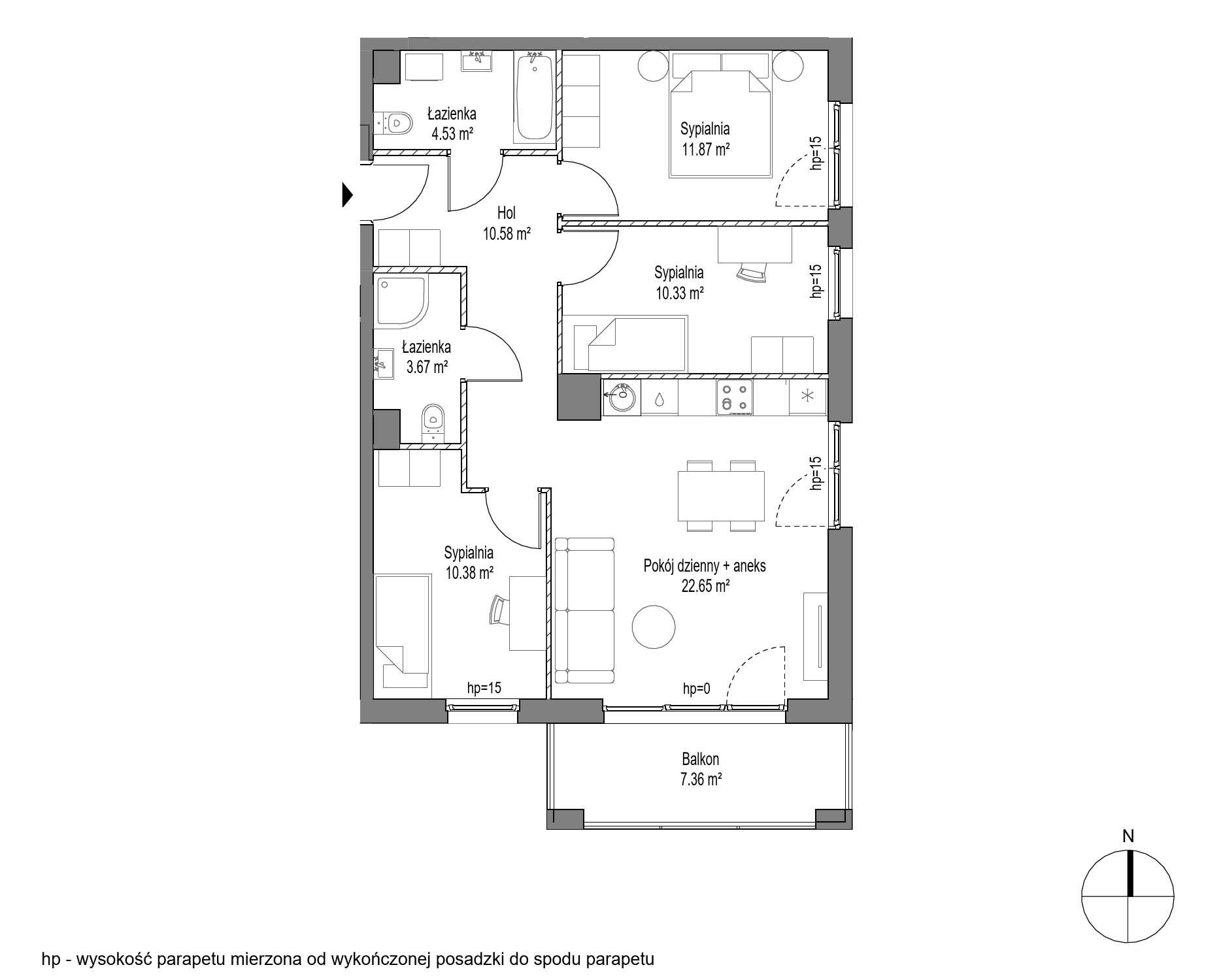 Plan 4 pok. 74m²