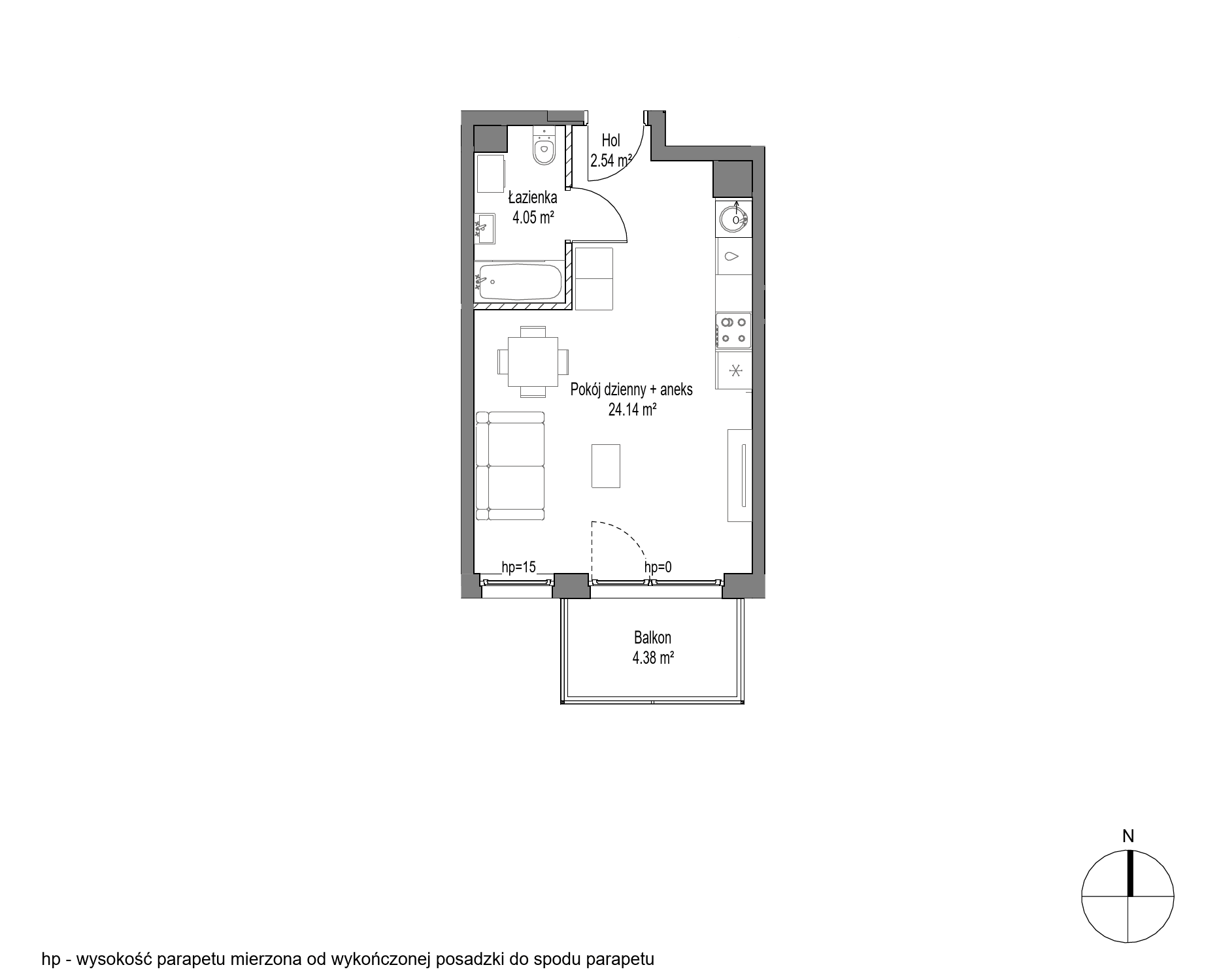Plan 1 pok. 31m²