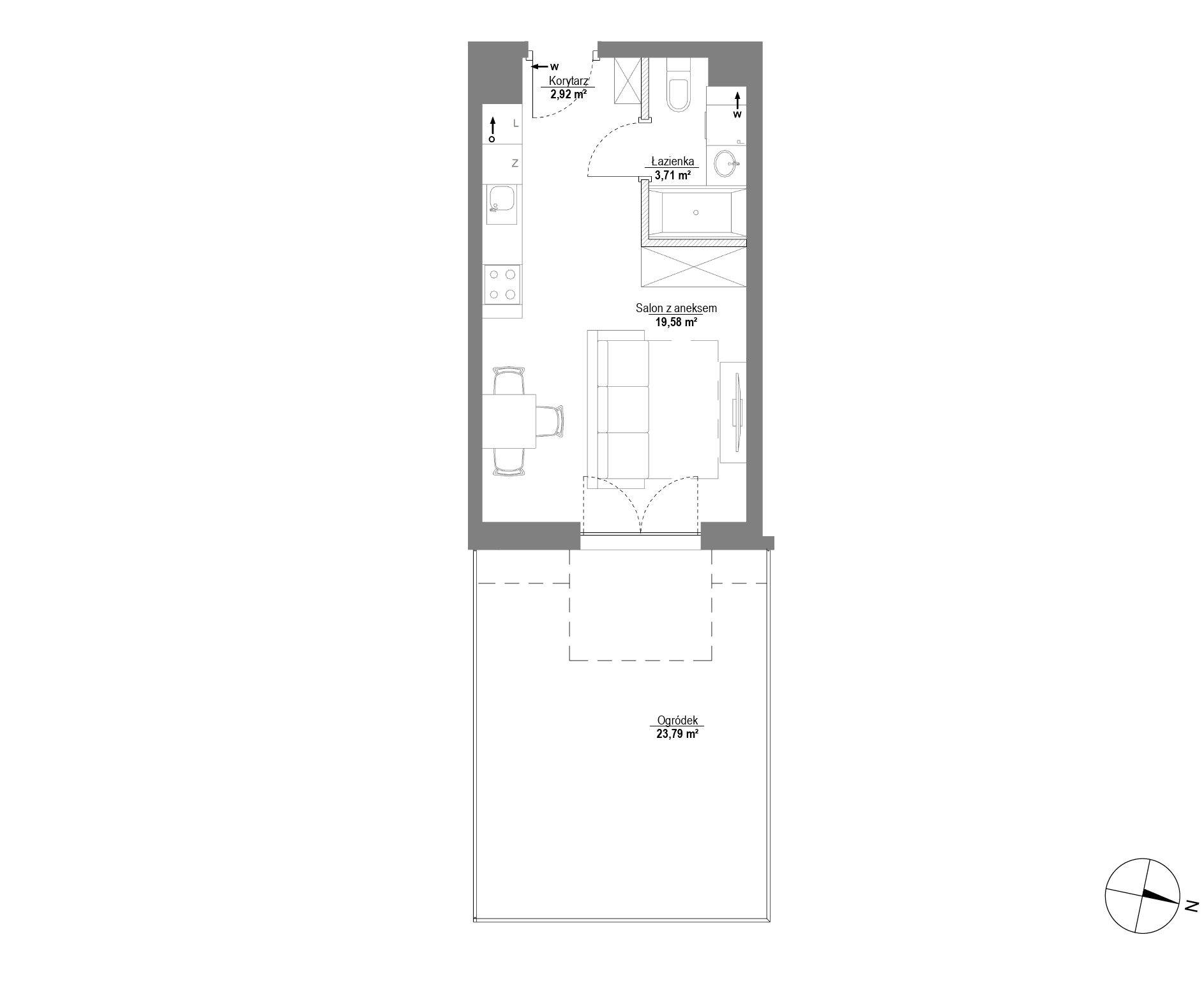 Plan 1 pok. 26m²