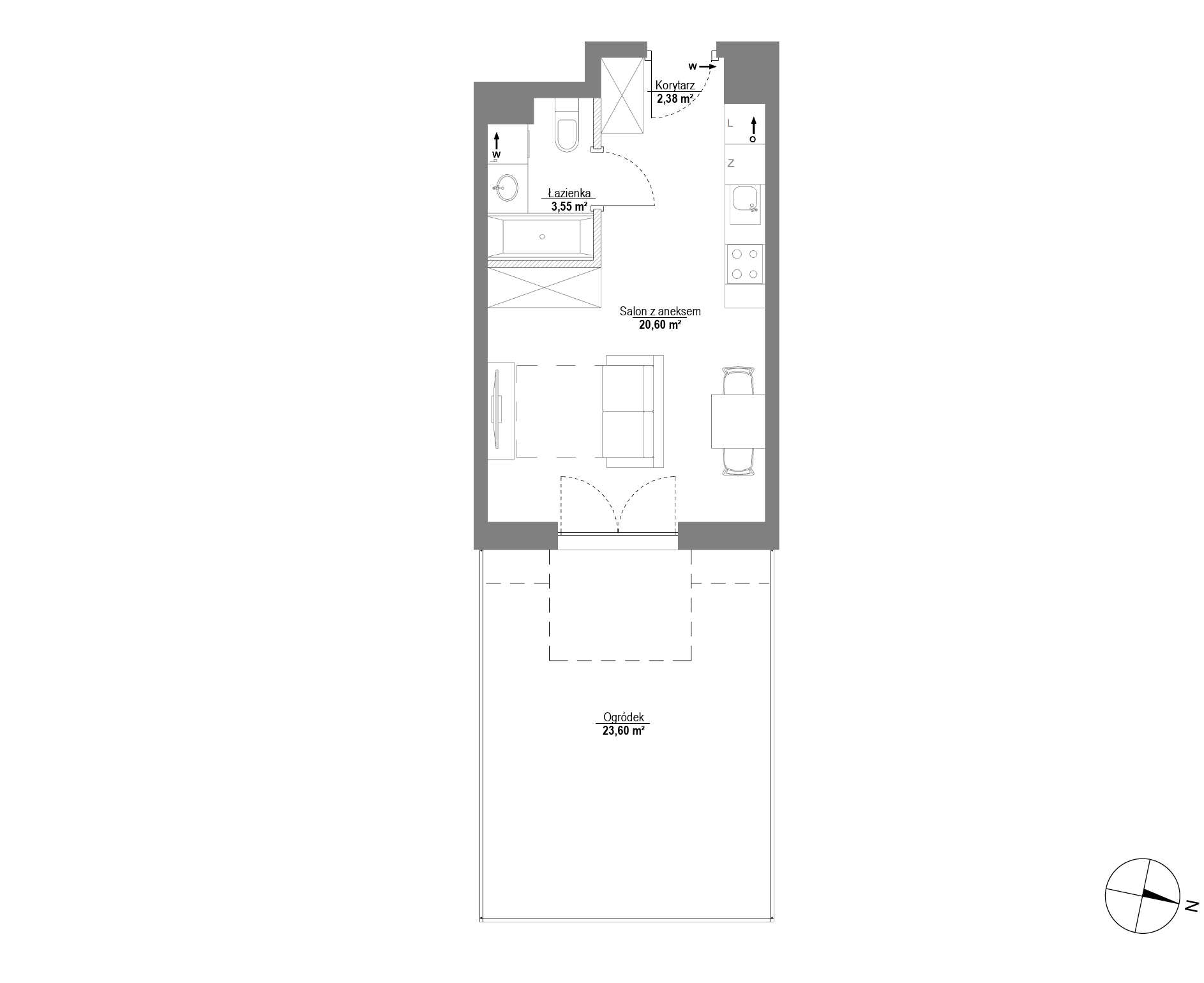 Plan 1 pok. 27m²
