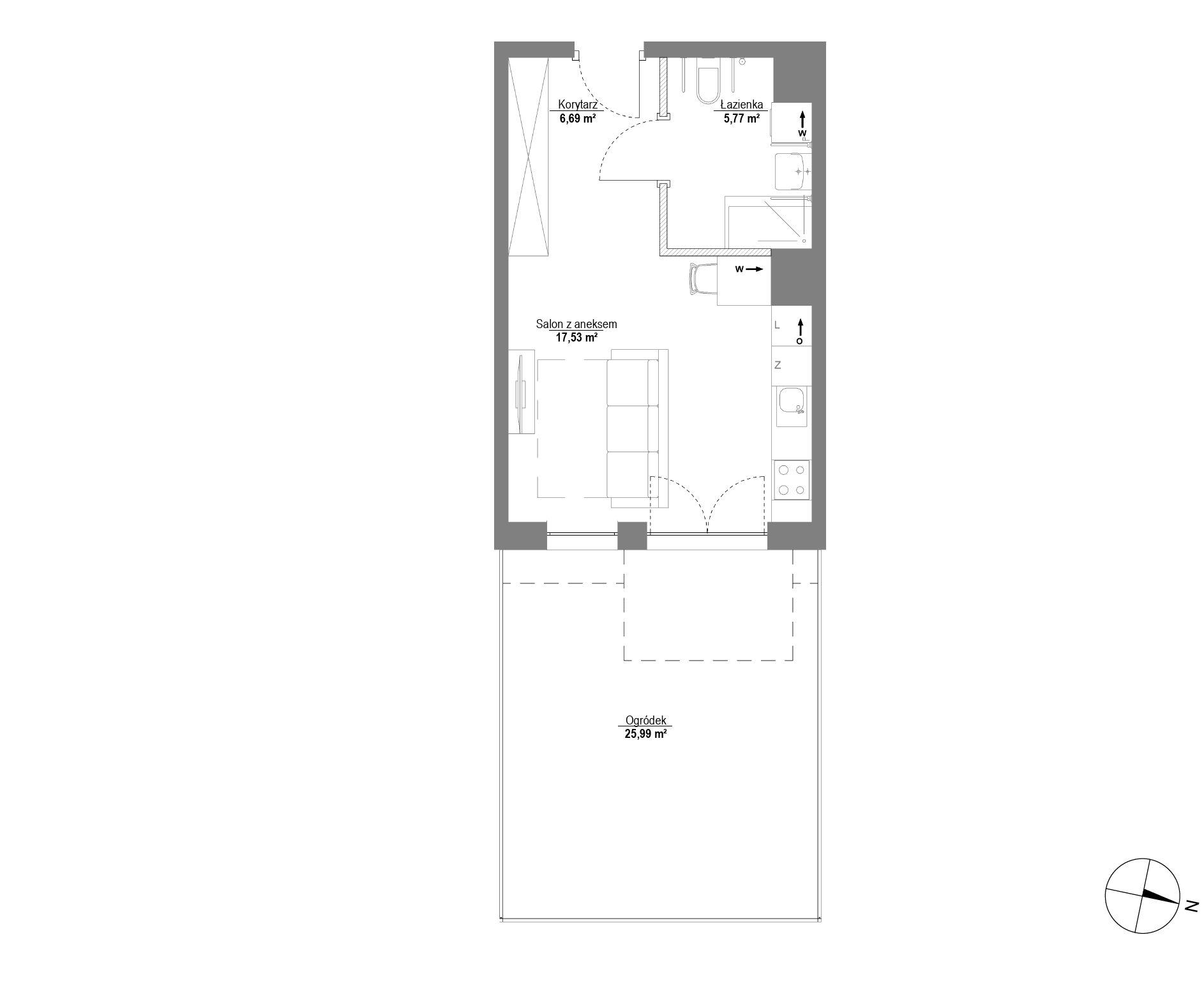 Plan 1 pok. 30m²
