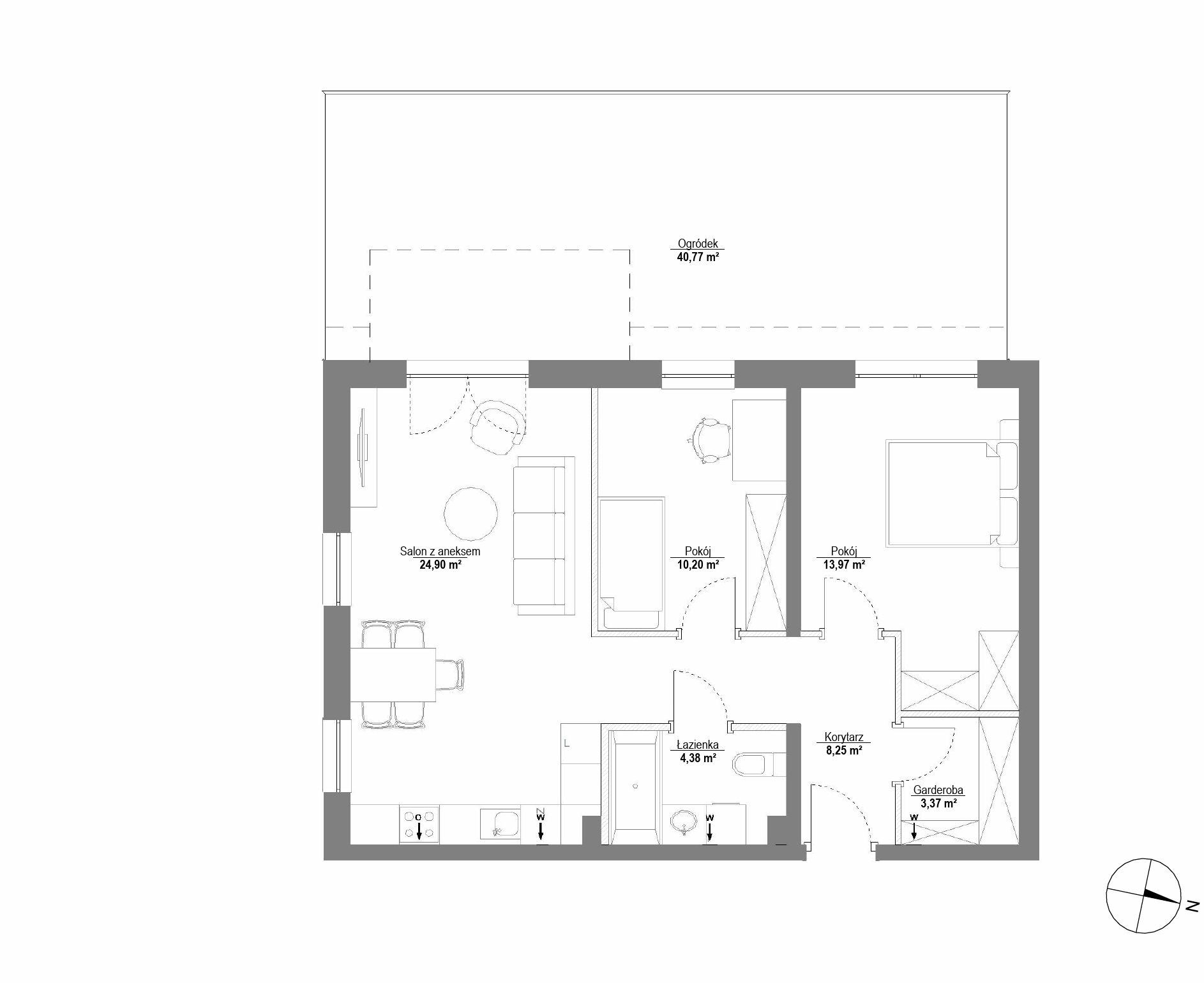 Plan 3 pok. 65m²