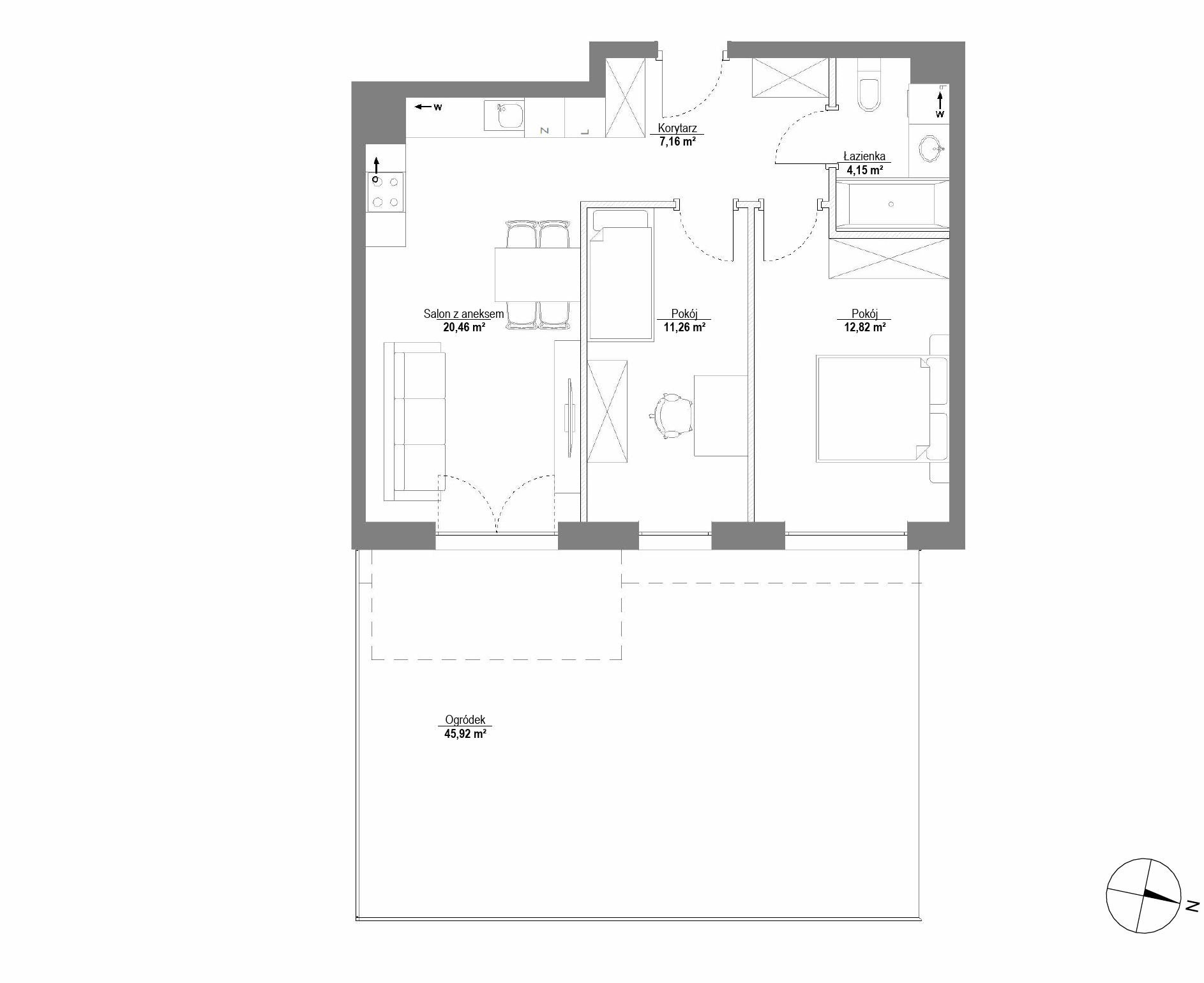 Plan 3 pok. 56m²