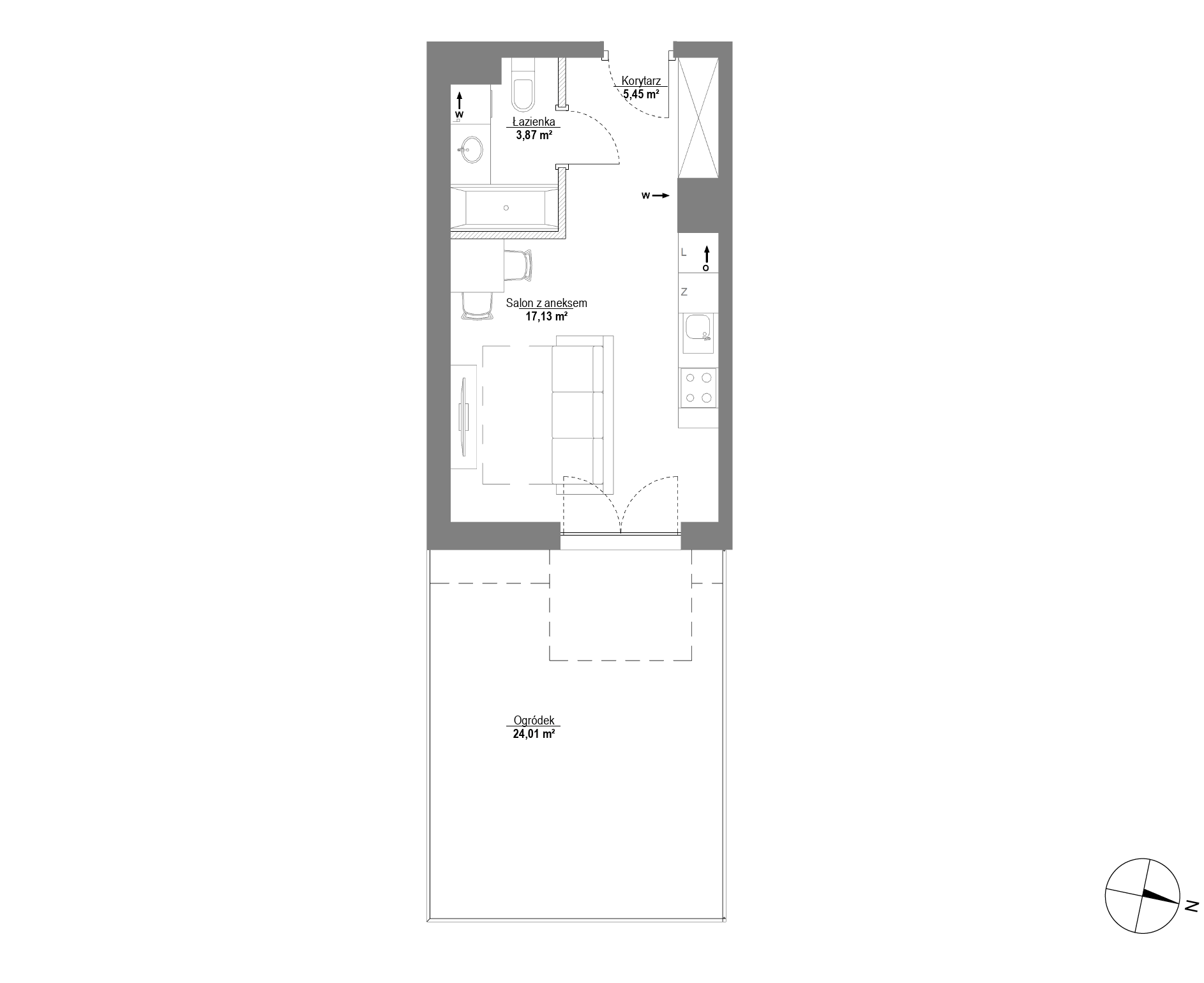 Plan 1 pok. 26m²