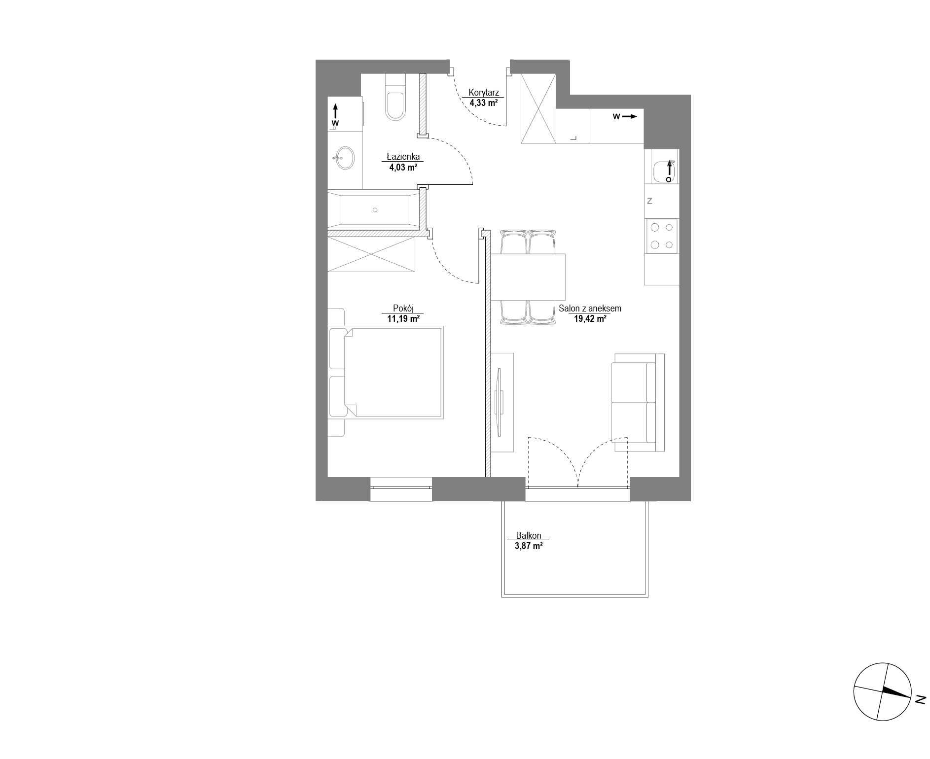 Plan 2 pok. 39m²