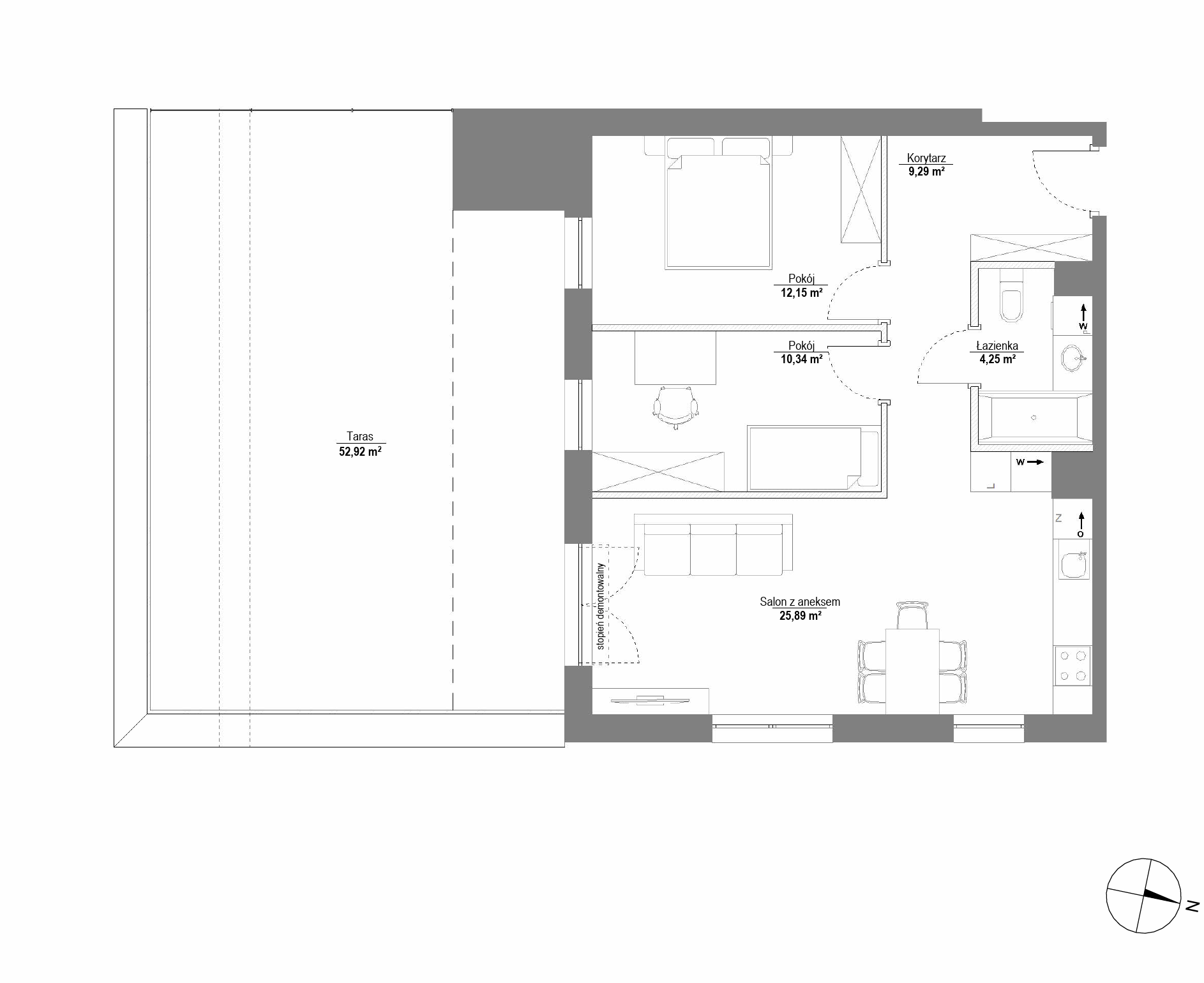 Plan 3 pok. 62m²