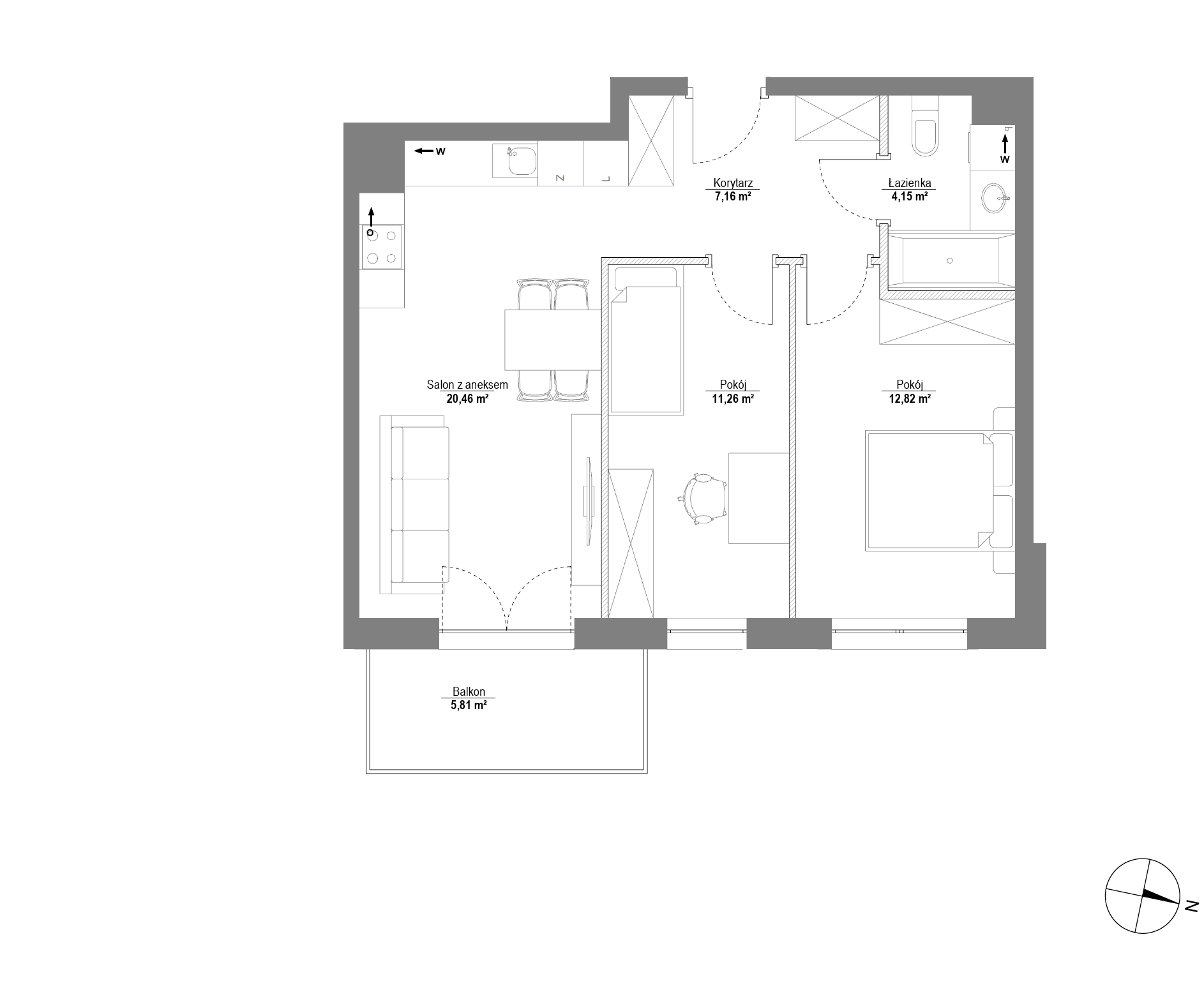 Plan 3 pok. 56m²