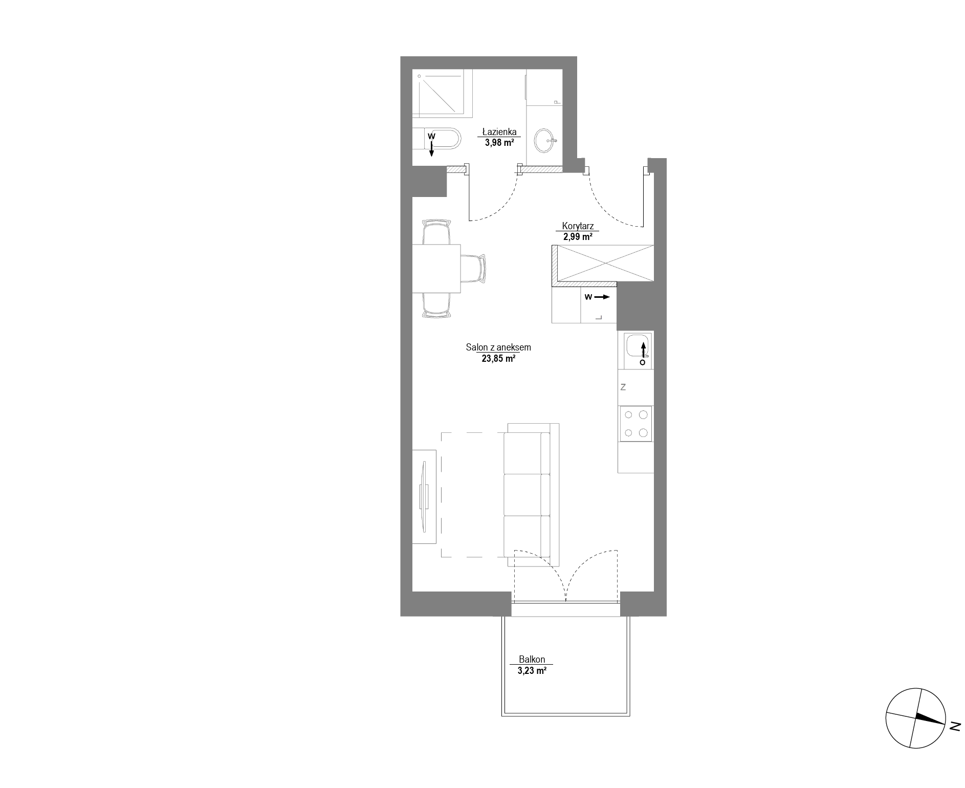 Plan 1 pok. 31m²