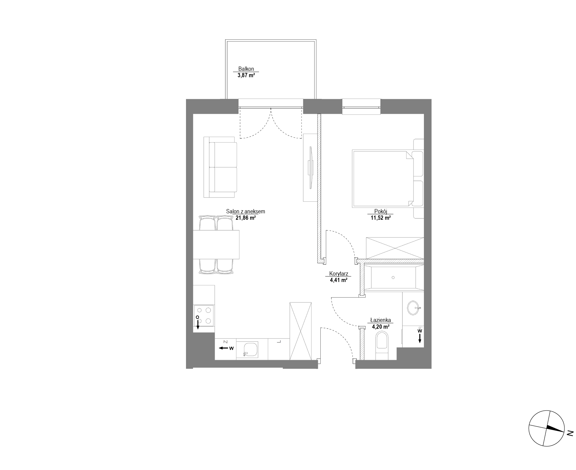 Plan 2 pok. 42m²