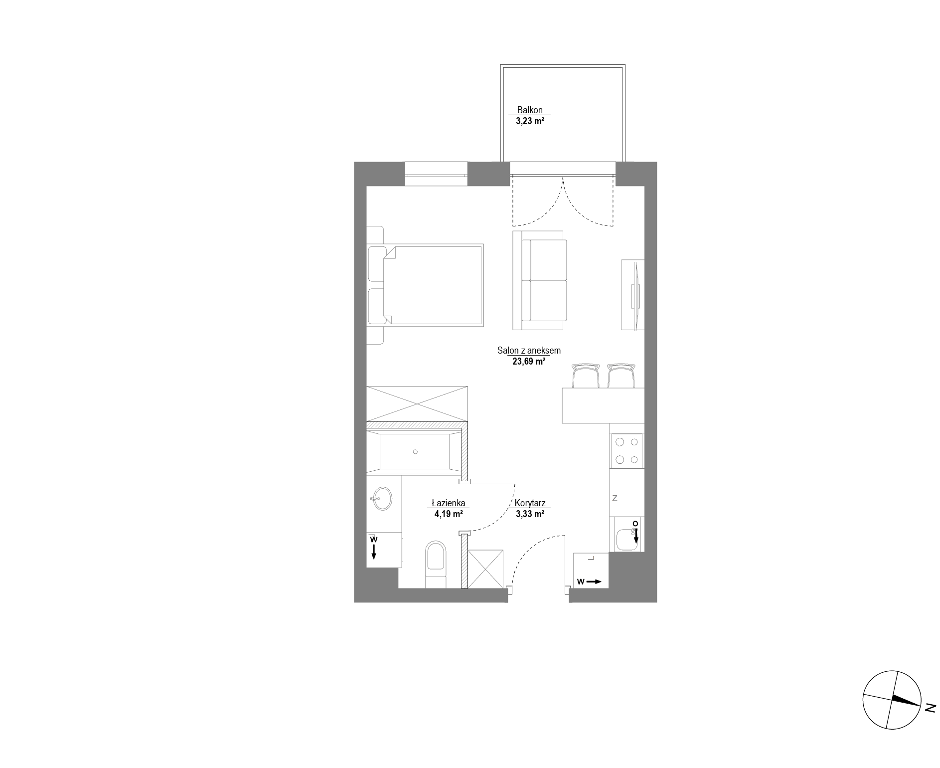 Plan 1 pok. 31m²