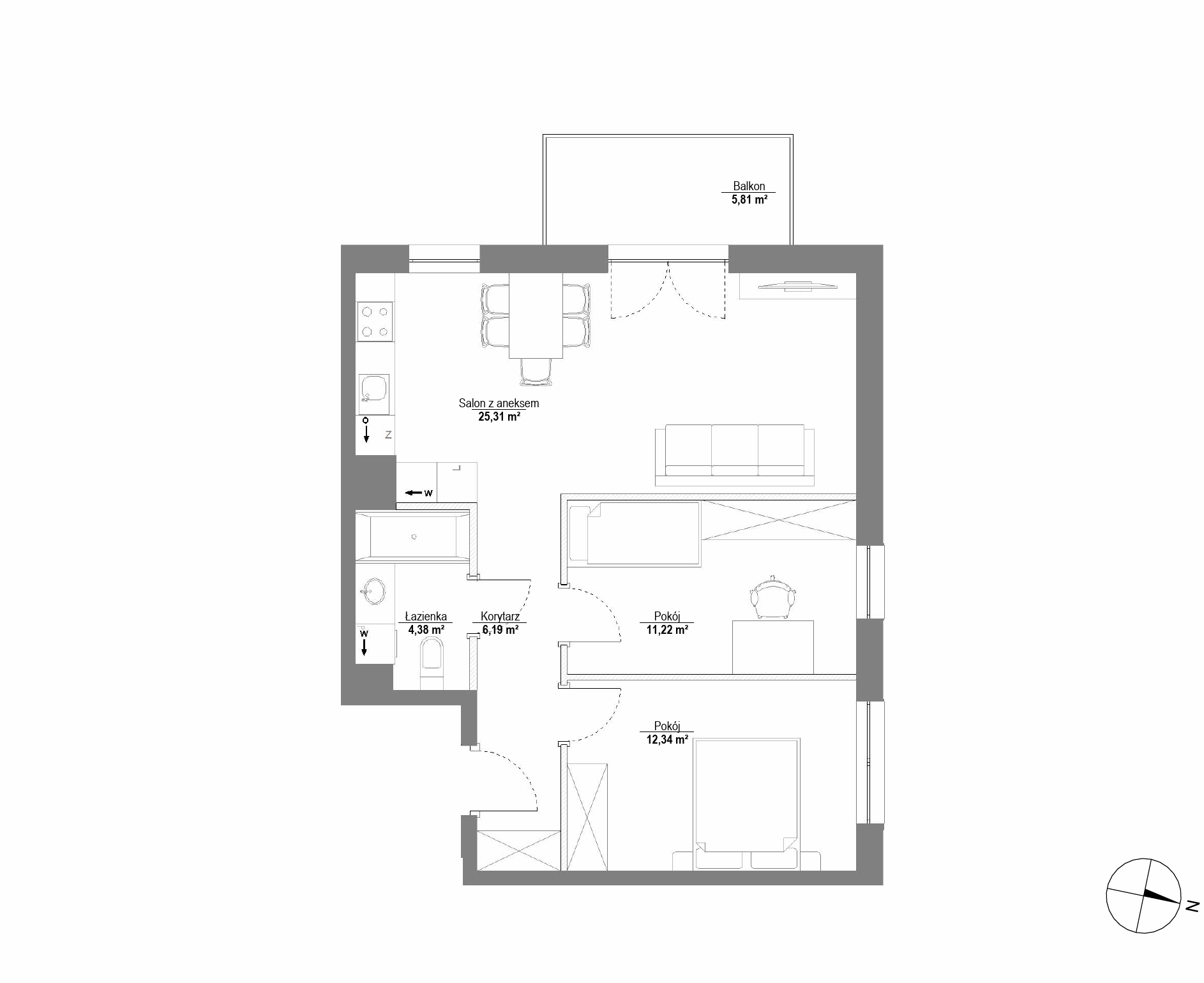 Plan 3 pok. 59m²