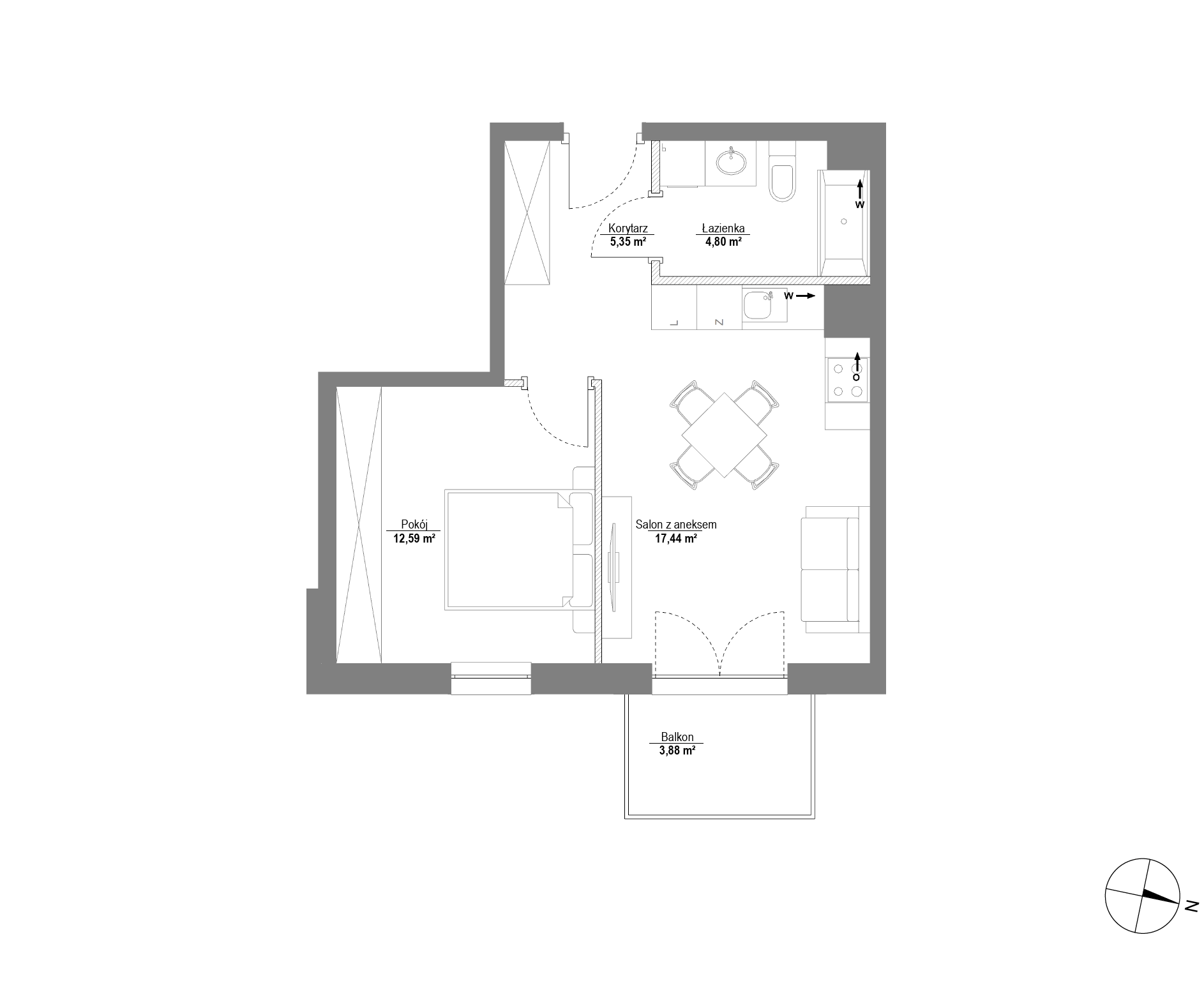 Plan 2 pok. 40m²