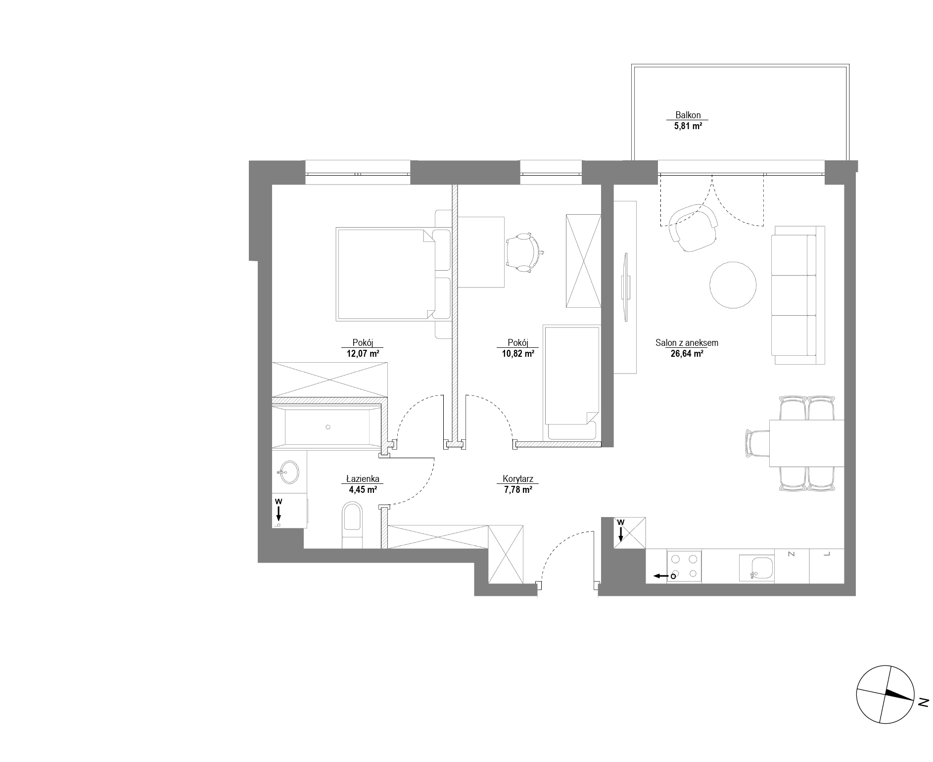 Plan 3 pok. 62m²